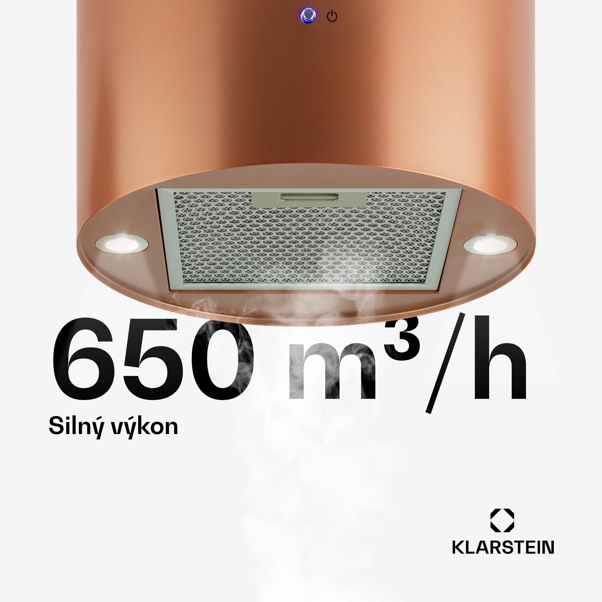 Klarstein Beretta, digestor, 35 cm, ostrovčekový, 650m³/h, LED, medený – Obrázok 4