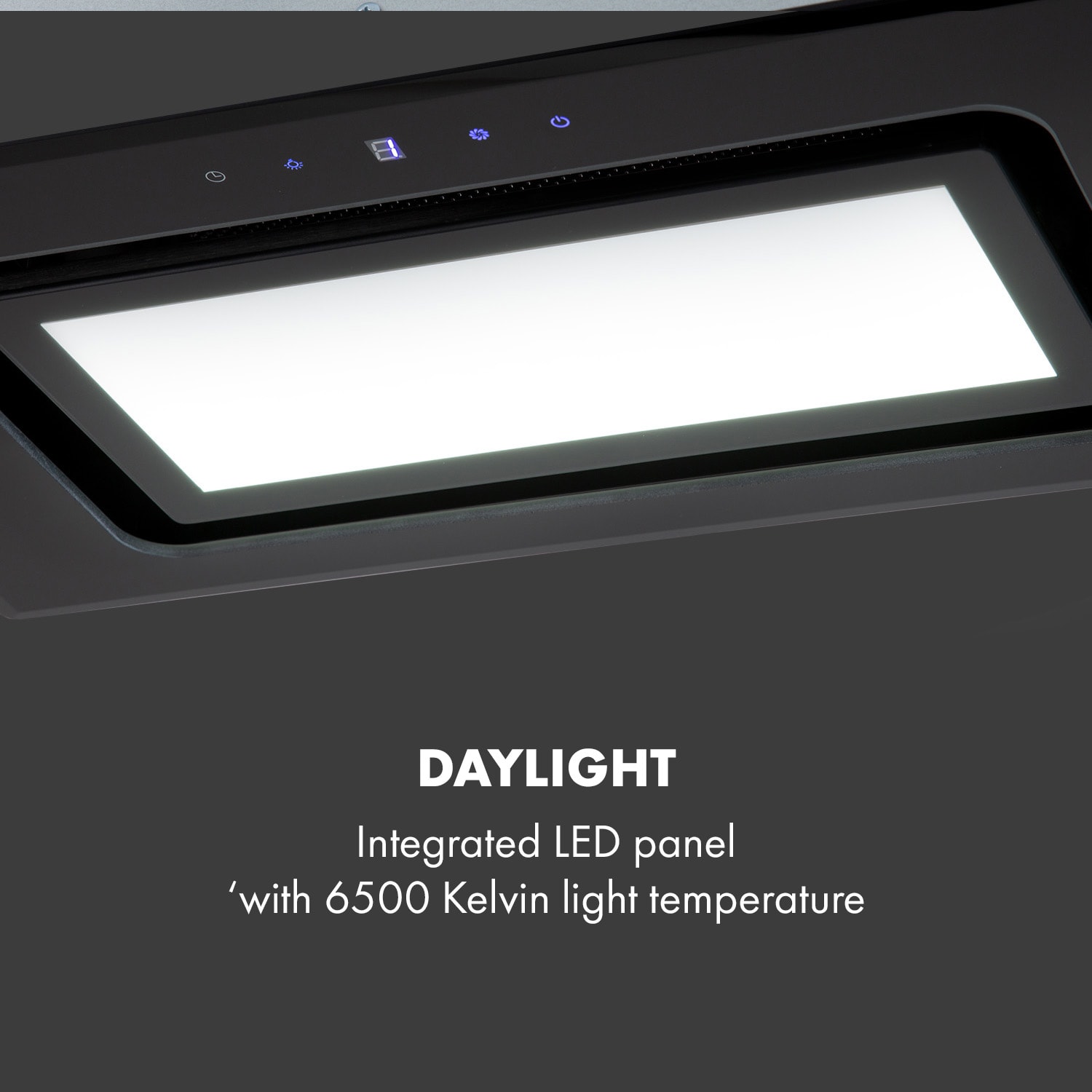 Klarstein Hektor Brilliant Edition, digestor, 52 cm, vstavaný, 506 m³/h, dotykové ovládanie, sklo, čierny – Obrázok 5