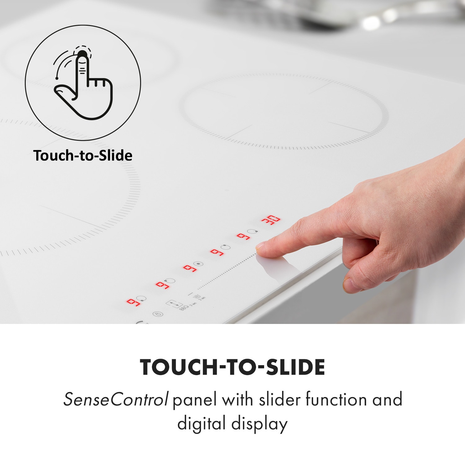 Klarstein Delicatessa 90 Hybrid, vstavaná indukčná varná doska, 7400 W, 5 zón, čierna – Obrázok 5