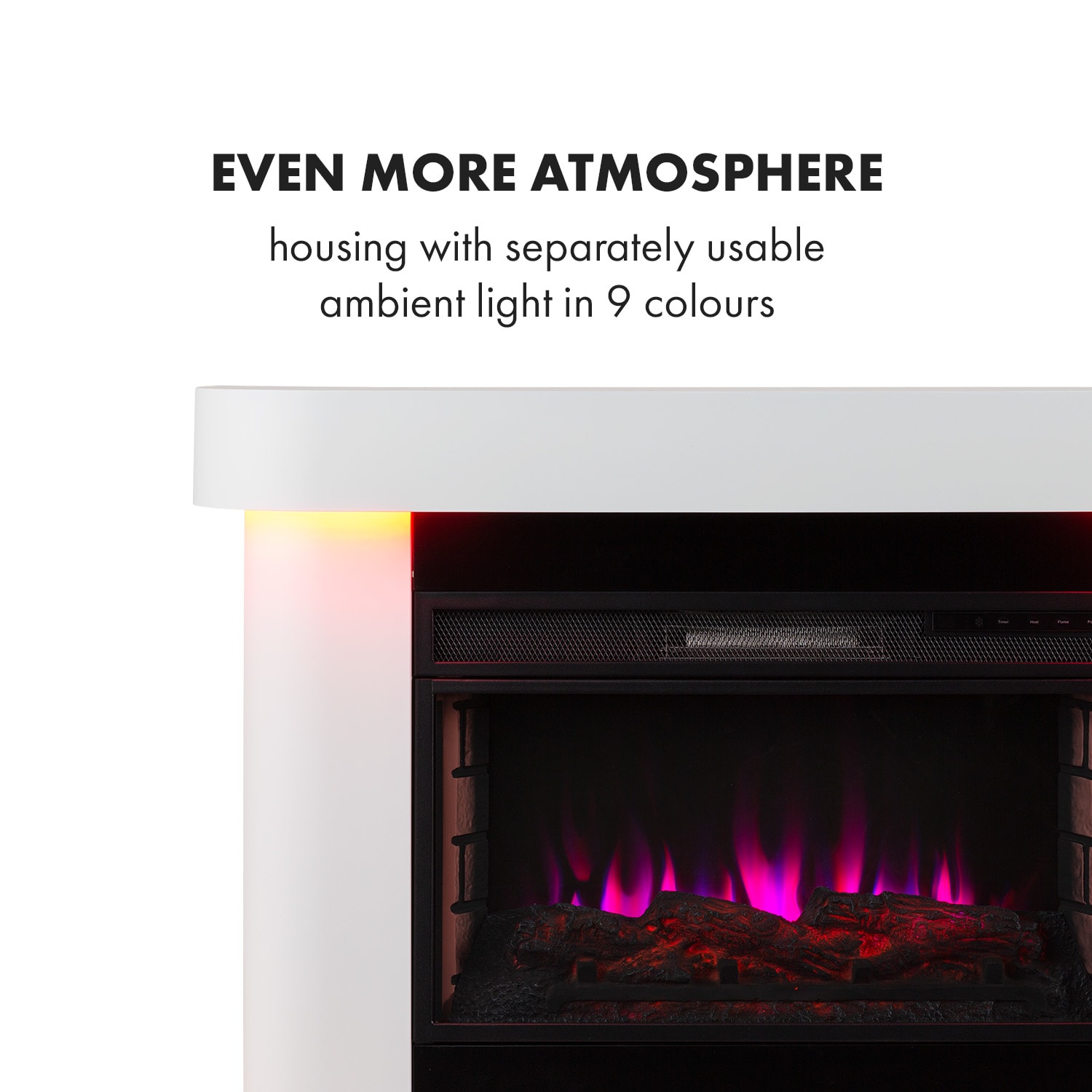 Klarstein Aargau Smart, elektrický krb, 1000/2000 W, LED plameň, 18-27 °C, týždenný časovač, biely – Obrázok 4