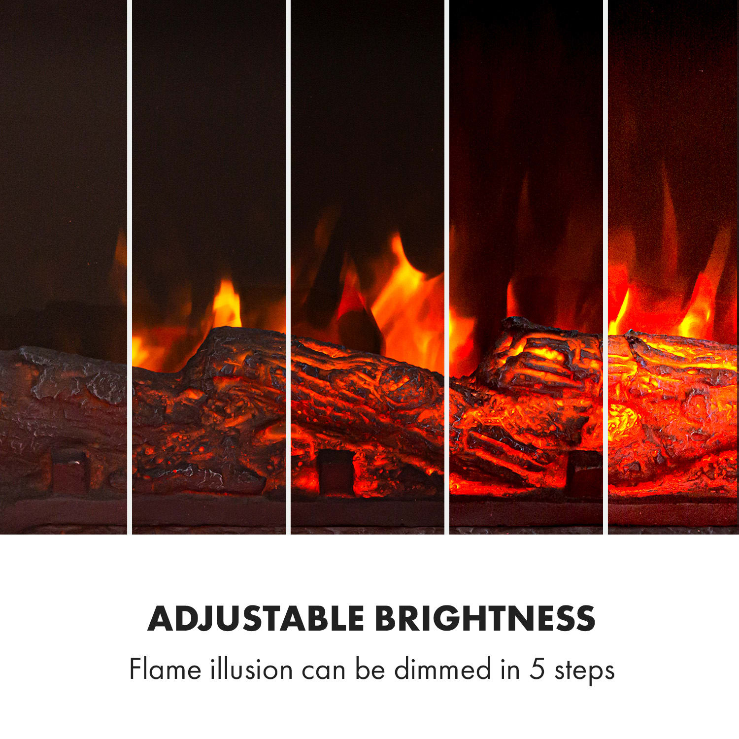 Klarstein Aargau Smart, elektrický krb, 1000/2000 W, LED plameň, 18-27 °C, týždenný časovač, biely – Obrázok 5