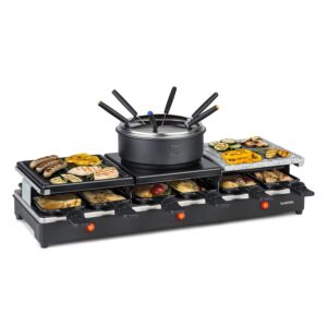 Klarstein Fonduelette XL, raclette gril s fondue 3 v 1, 1650 W, prírodný kameň, pre 6 osôb