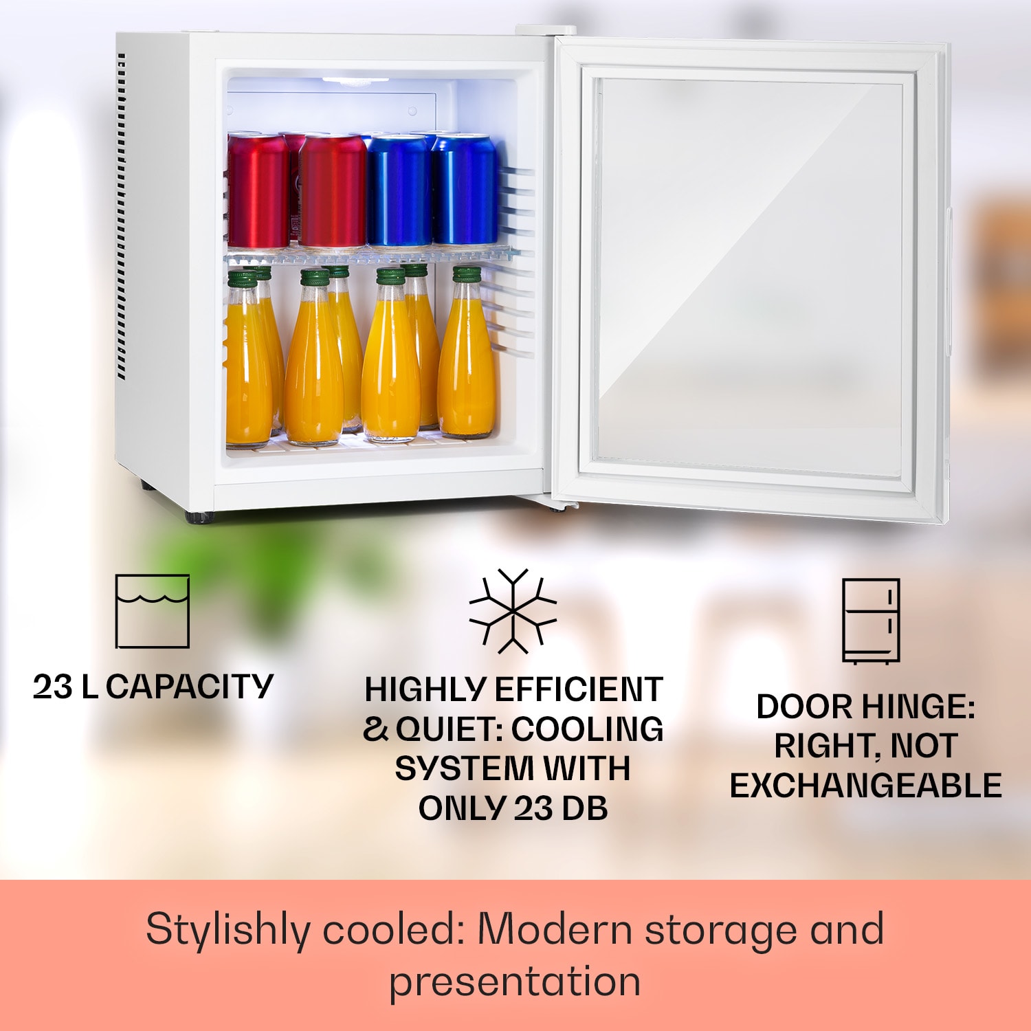 Klarstein Brooklyn 24, mini chladnička, sklenené dvierka, LED osvetlenie, police – Obrázok 2