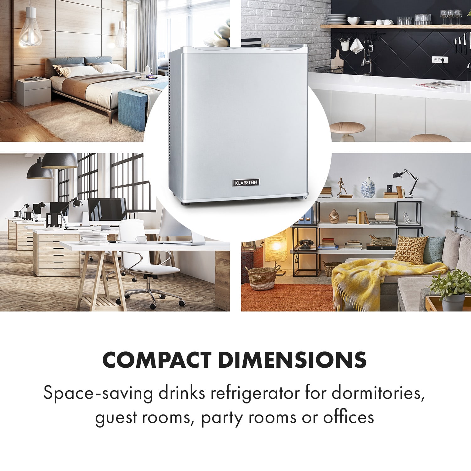 Klarstein Happy Hour 23, minibar, 23 l, 5-15°C, energet. trieda G, tichý, 23 dB, LED svetlo, strieborný – Obrázok 3
