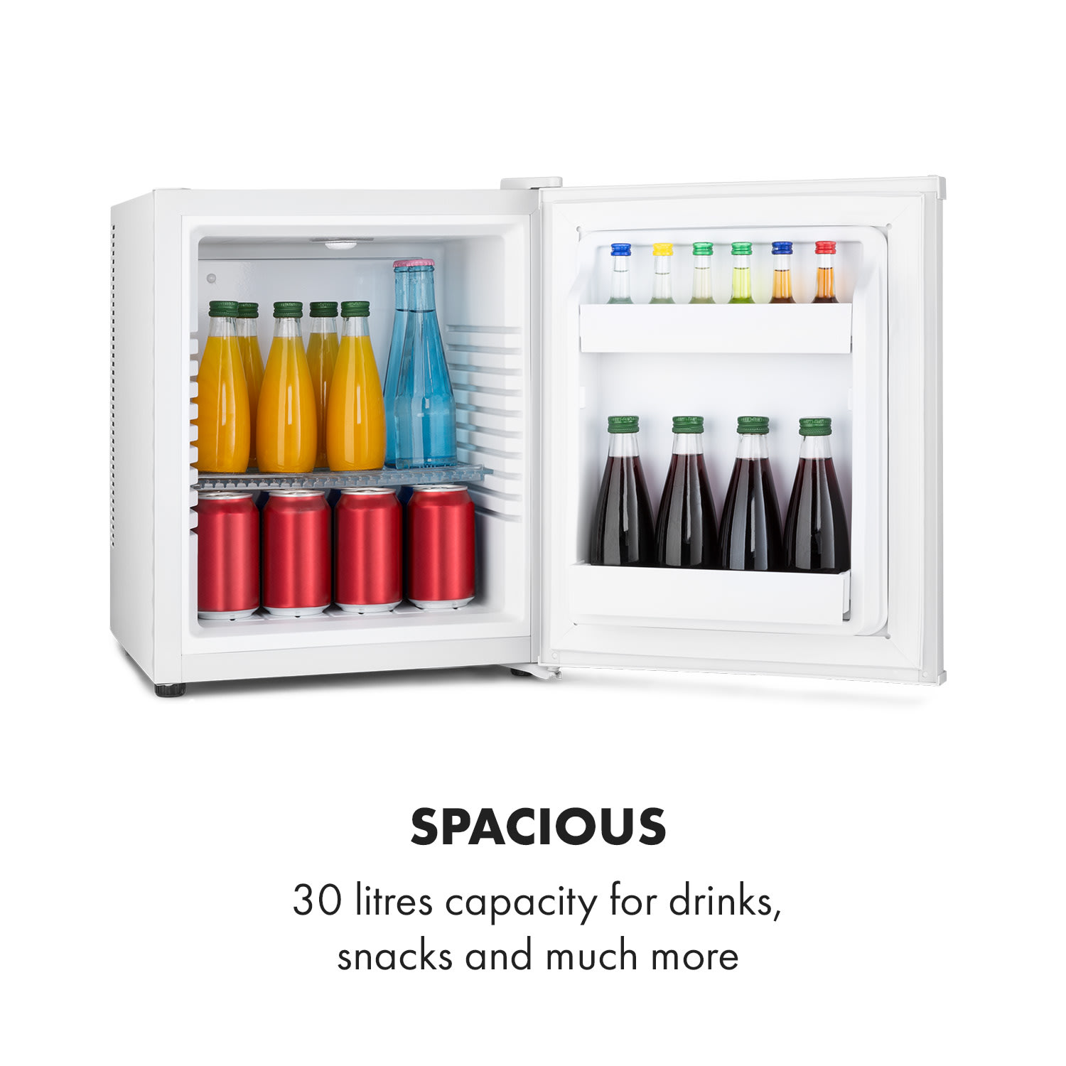 Klarstein Happy Hour 30, minibar, 30 l, 5-15°C, energet. trieda G, tichý, 25 dB, LED svetlo, biely – Obrázok 4