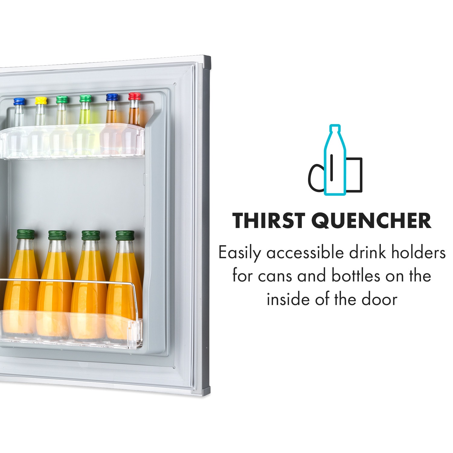 Klarstein Happy Hour 33, minibar, 33 l, 5-15°C, energet. trieda G, tichý, 25 dB, LED svetlo, strieborný – Obrázok 5