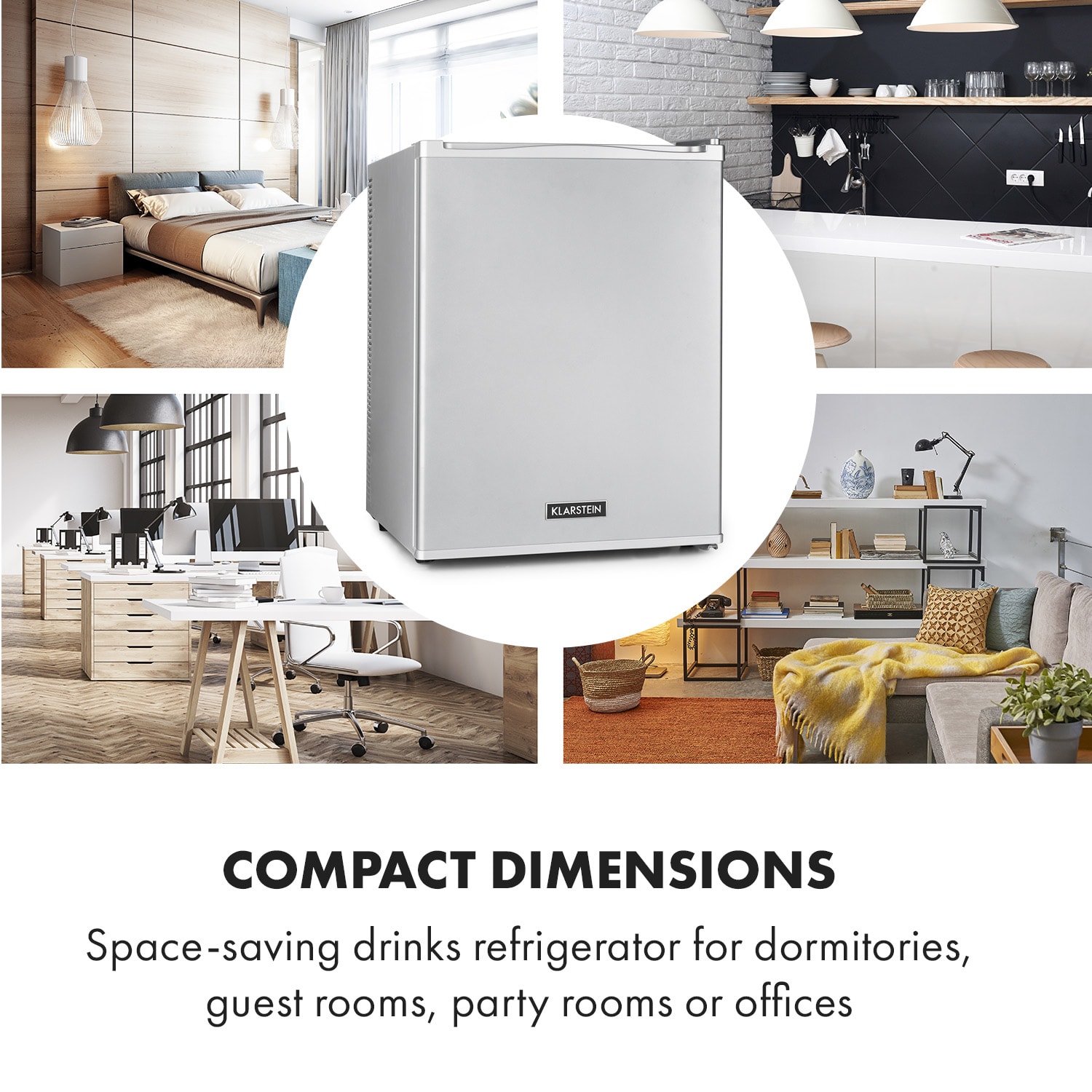 Klarstein Happy Hour 40, mini chladnička, 40 l, 5-15°C, tichá, 23dB, LED-svetlo, strieborný – Obrázok 3