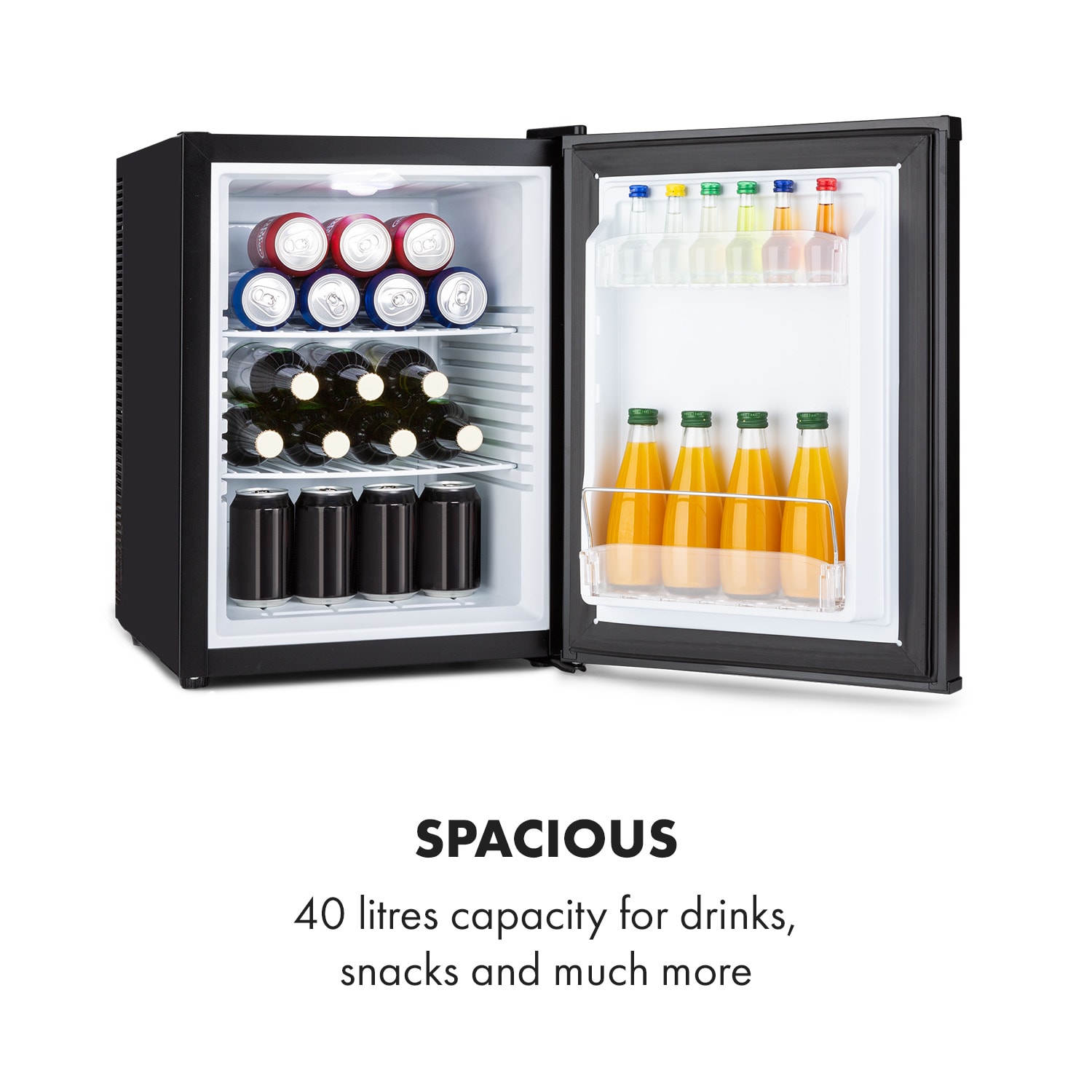 Klarstein Happy Hour 40, mini chladnička, 40 l, 5-15°C, tichá, 23dB, LED-svetlo, čierny – Obrázok 4