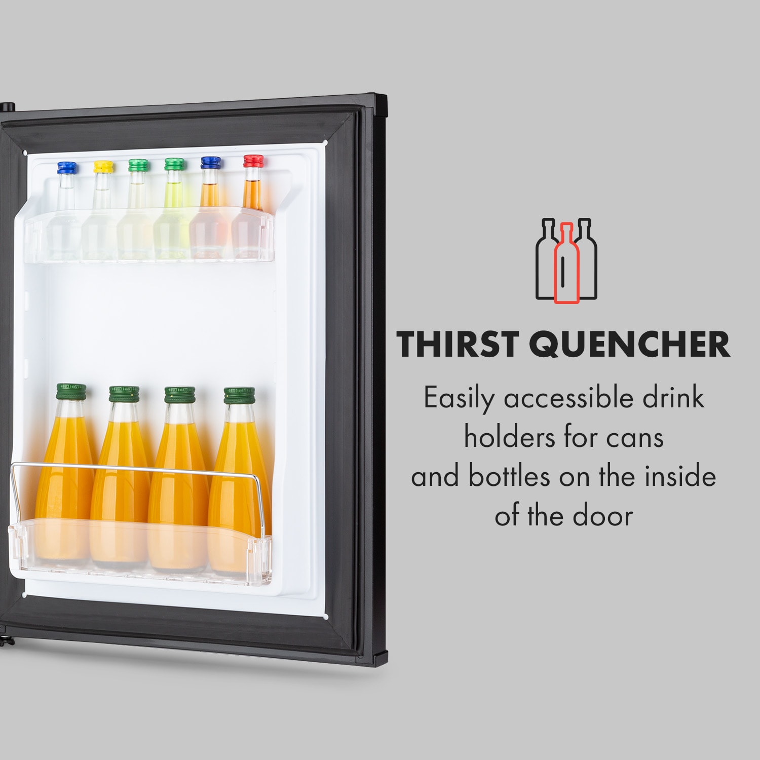 Klarstein Happy Hour 40, mini chladnička, 40 l, 5-15°C, tichá, 23dB, LED-svetlo, čierny – Obrázok 5