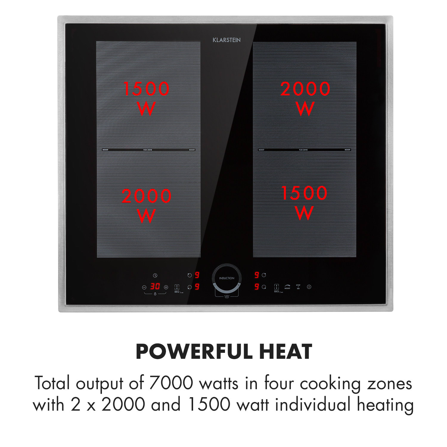 Klarstein Delicatessa 60 Prime, indukčná varná doska, 7000 W, 4 zóny, časovač, čierna – Obrázok 4