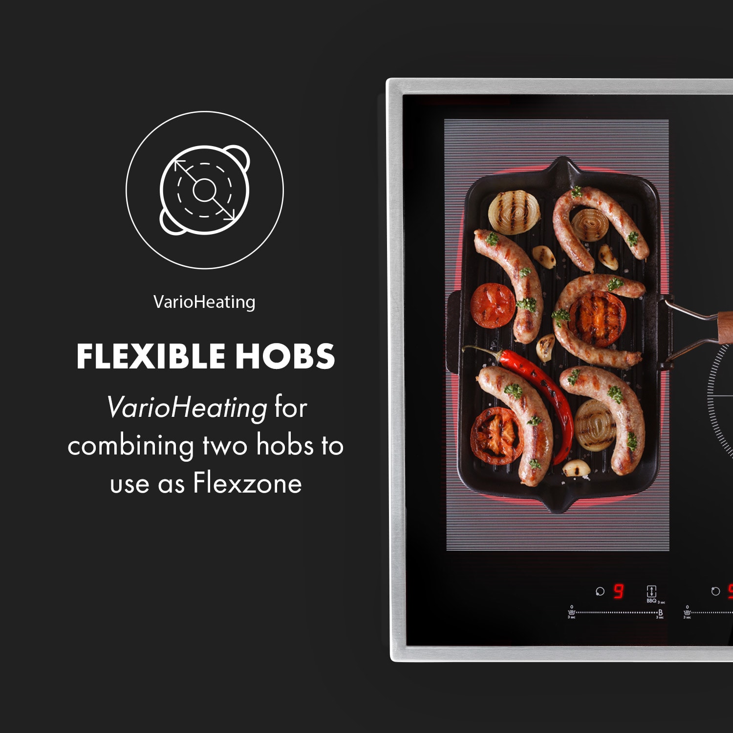 Klarstein Delicatessa 77 Hybrid Prime, vstavaná indukčná varná doska, 7000 W, 4 zón – Obrázok 3