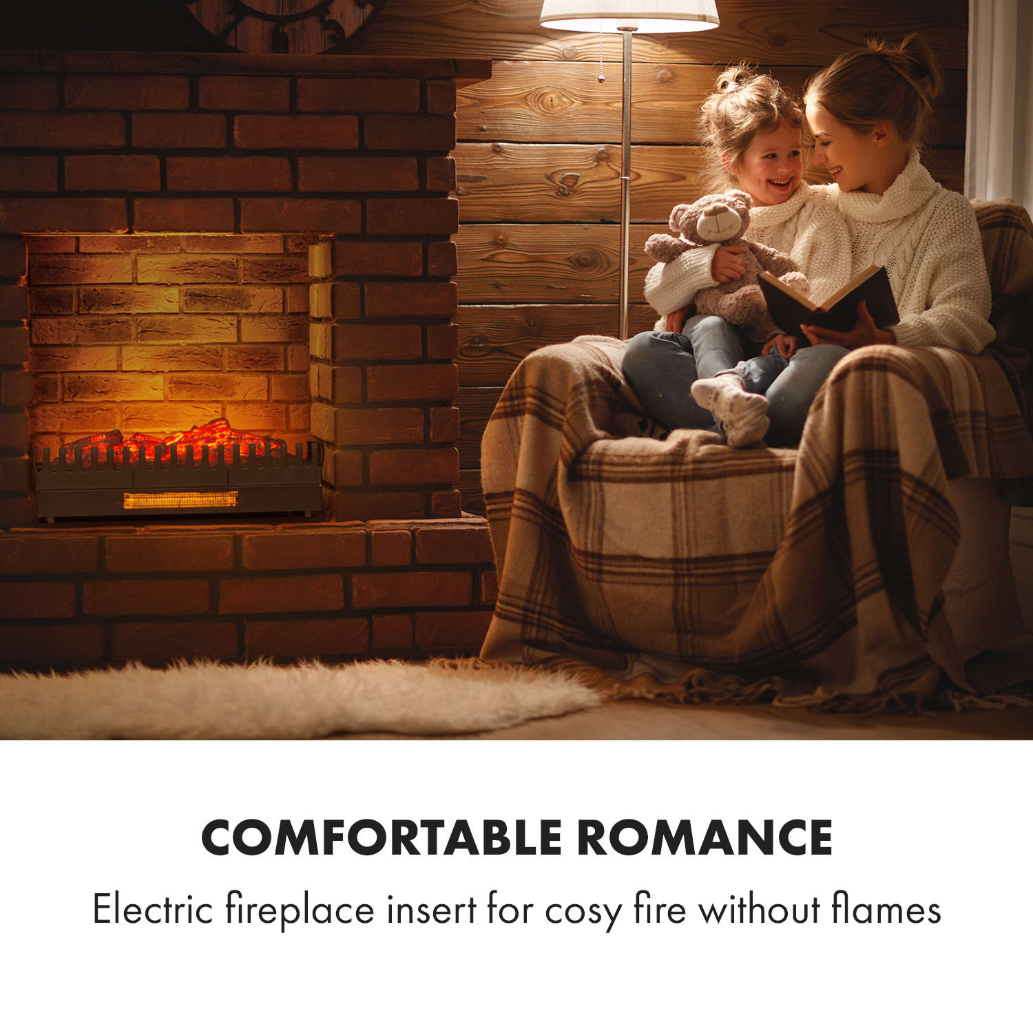 Klarstein Kamini FXL, elektrický krb, krbová vložka, 1000/2000 W, 2 W LED, čierny – Obrázok 2