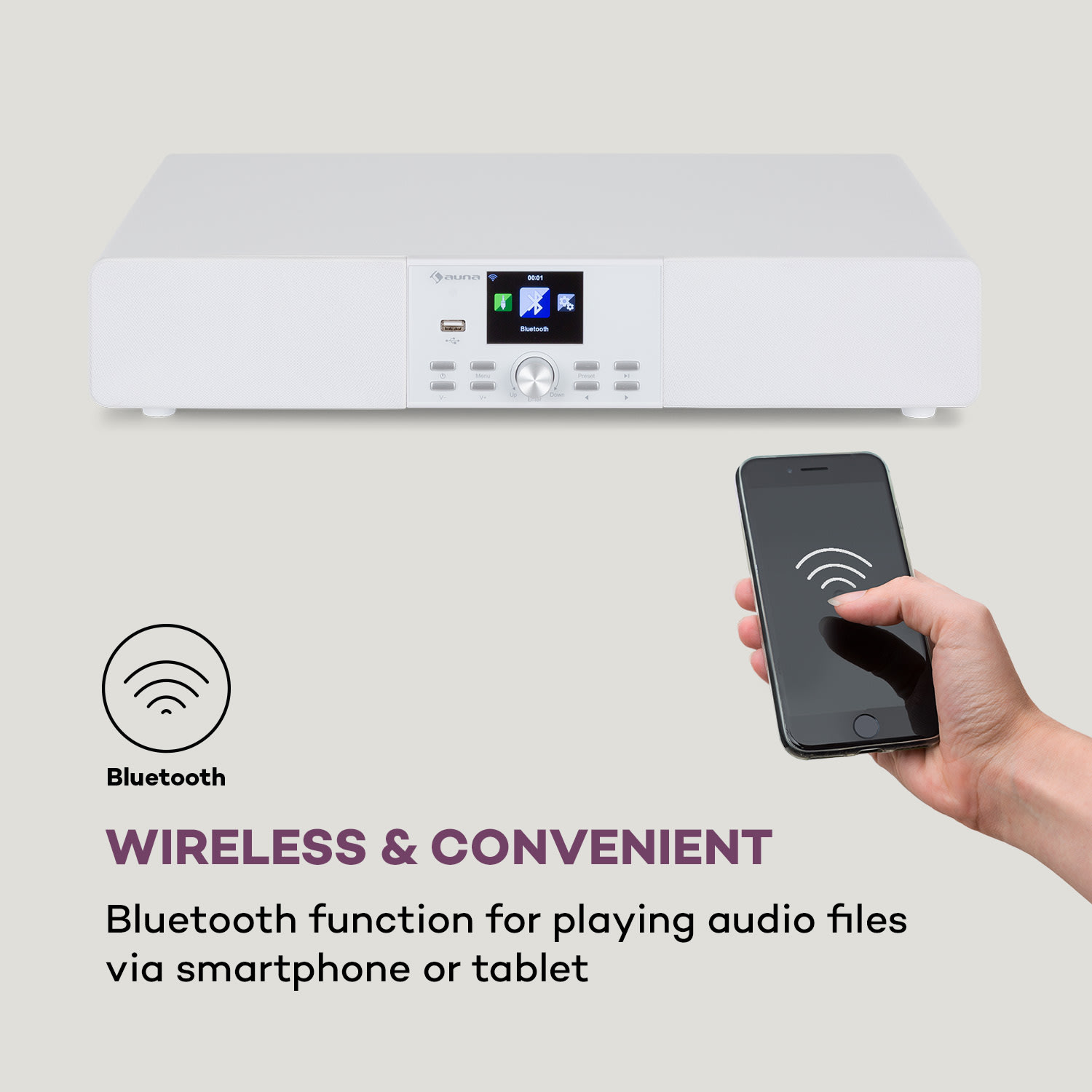 Auna Stealth Base Connect Soundbase, Bluetooth, internet/DAB+FM, USB, AUX – Obrázok 3