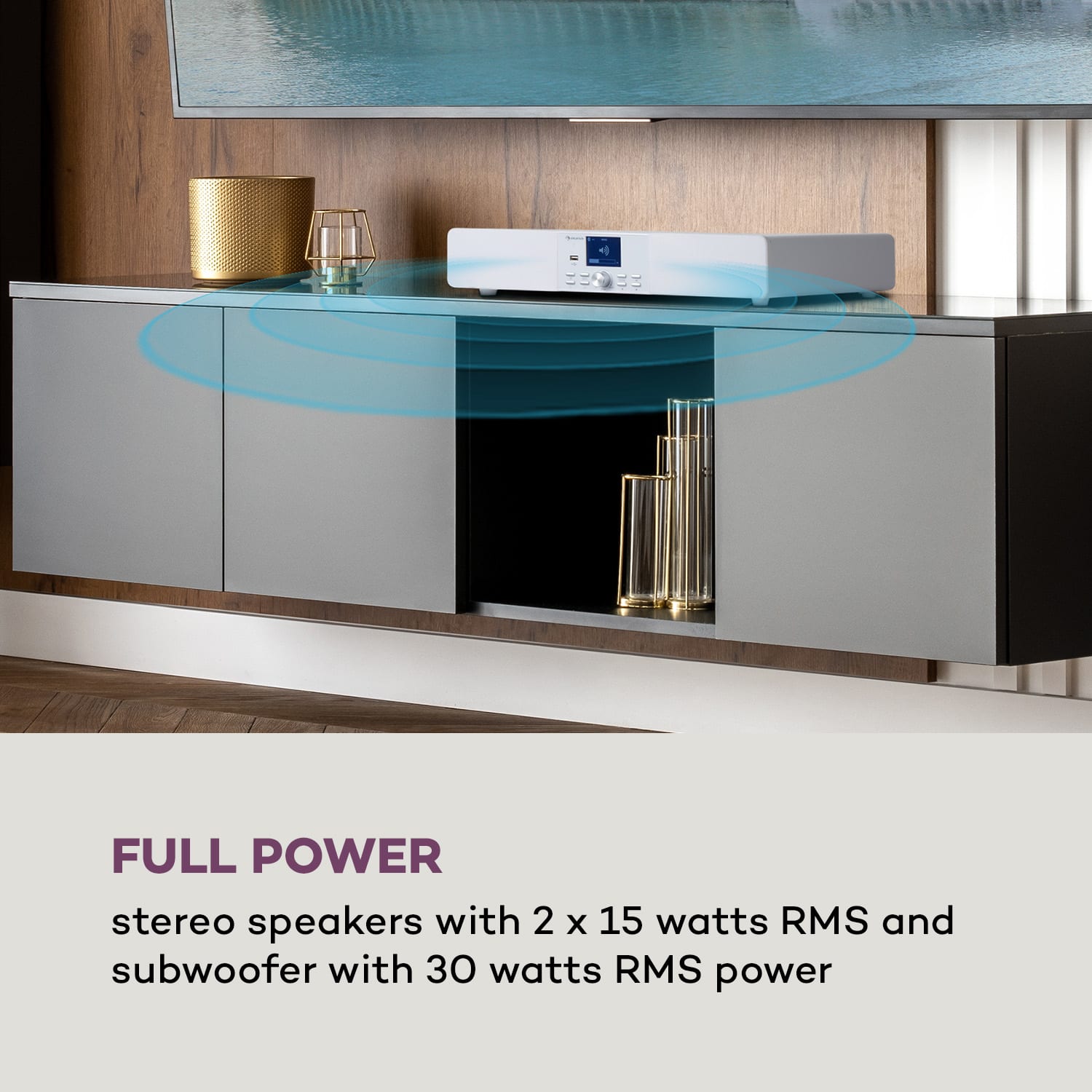 Auna Stealth Base Connect Soundbase, Bluetooth, internet/DAB+FM, USB, AUX – Obrázok 4