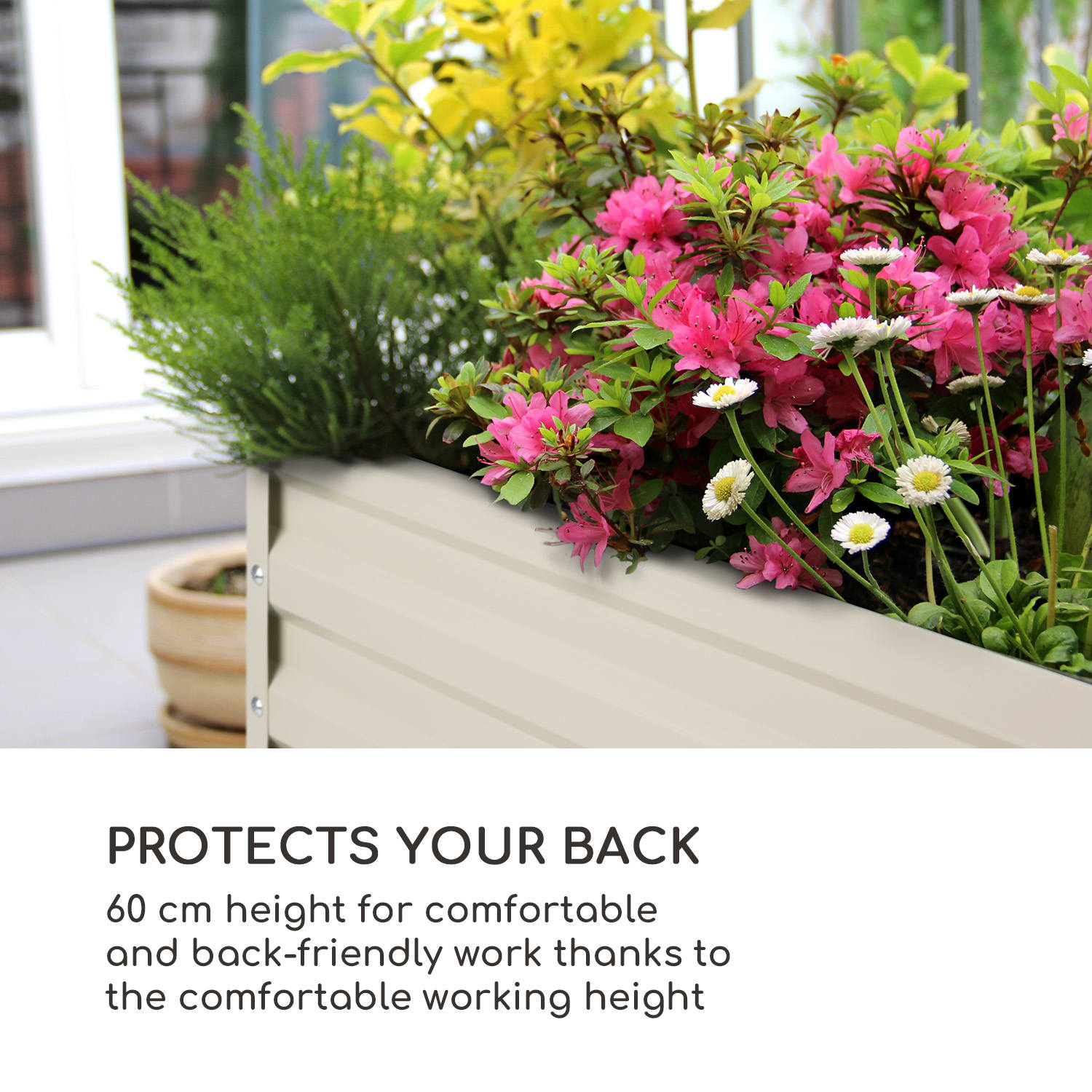 Blumfeldt Blum High Grow Straight, vyvýšený záhon, 100x60x100cm, 600l, oceľ – Obrázok 3