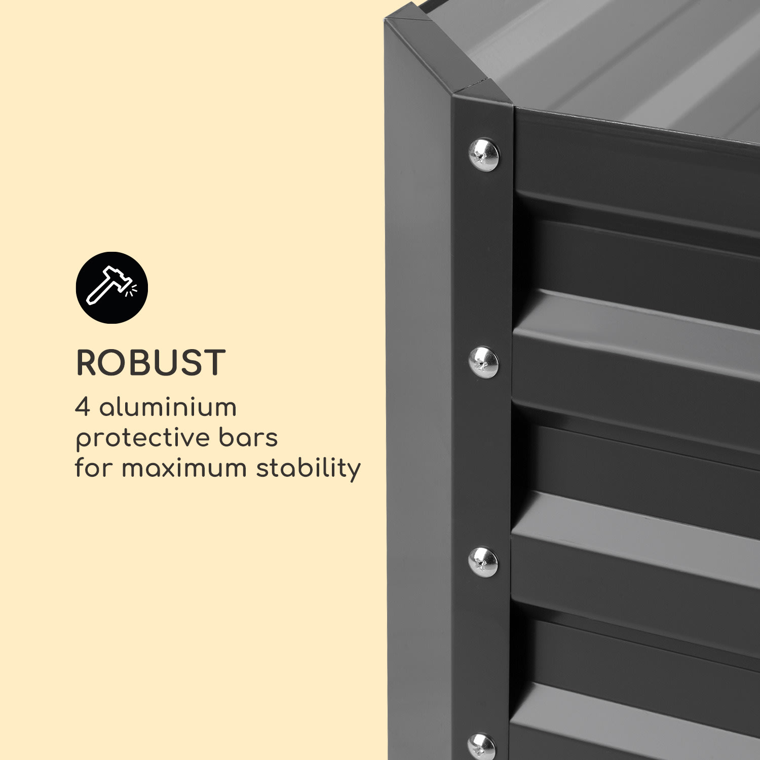 Blumfeldt Blum High Grow Straight, vyvýšený záhon, 100x60x100cm, 600l, oceľ – Obrázok 5