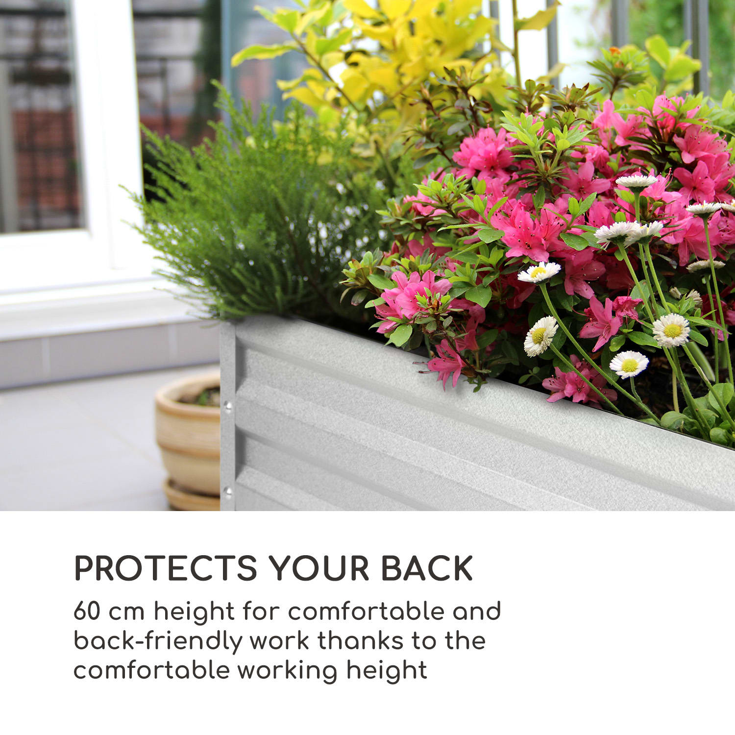 Blumfeldt Blum High Grow Straight, vyvýšený záhon, 120x60x60cm, 432l, oceľ – Obrázok 3