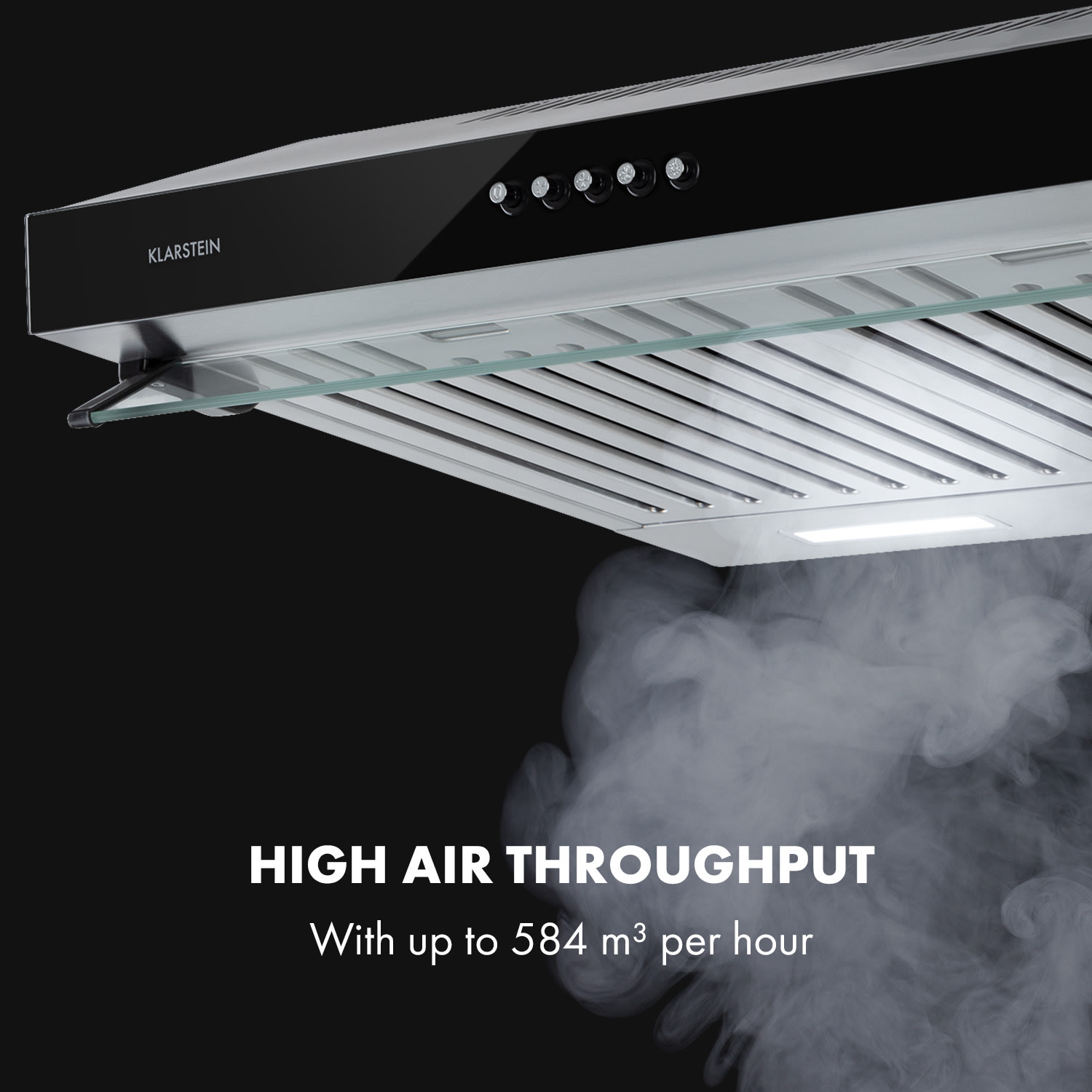 Klarstein Corvette Americana, digestor, 60 cm, podskrinkový, 306 m³/h, nehrdzavejúca oceľ, čierny – Obrázok 4