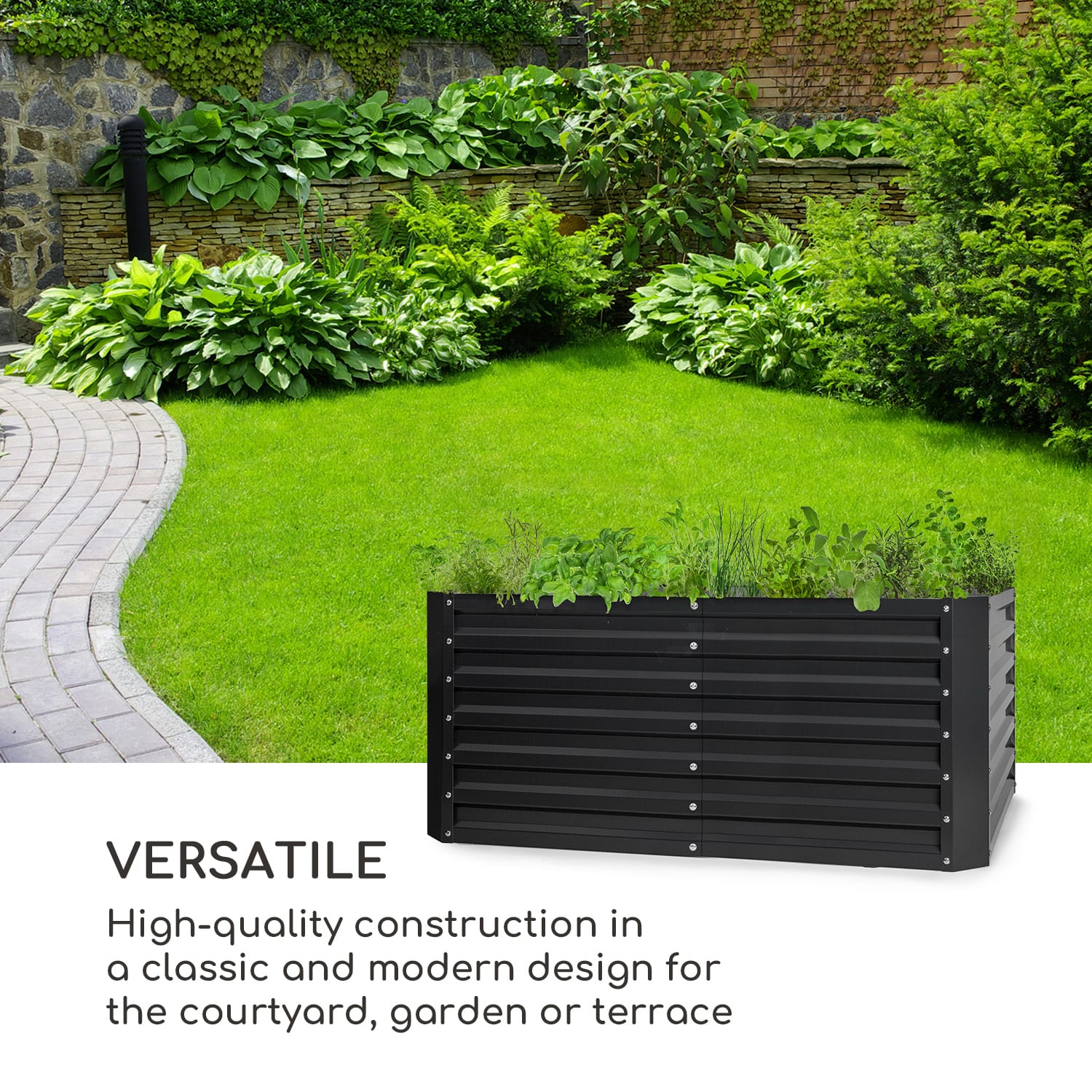 Blumfeldt High Grow Straight, vyvýšený záhon, 120 x 60 x 60 cm, 432 l, oceľ – Obrázok 2