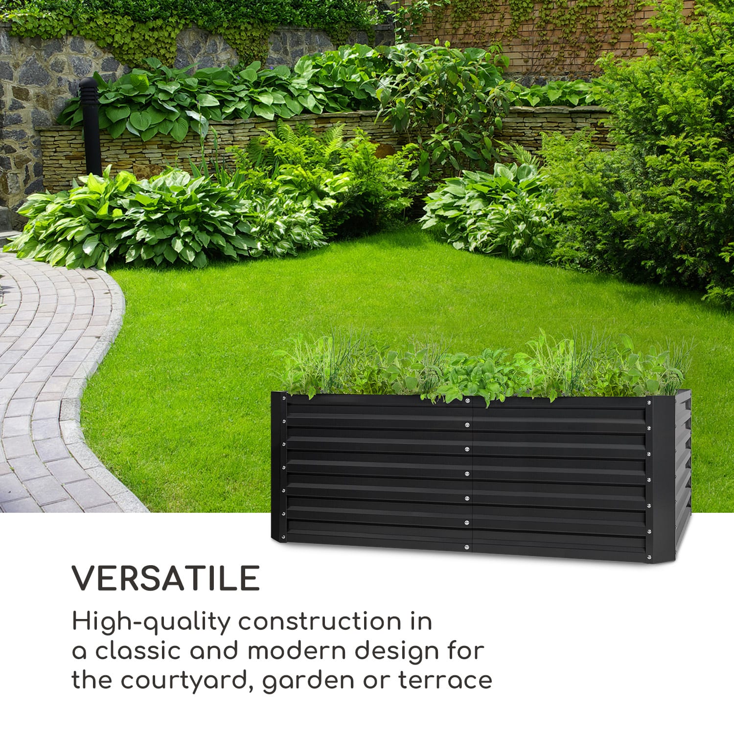 Blumfeldt High Grow Straight, vyvýšený záhon, 200 x 60 x 100 cm, 1200 l, oceľ – Obrázok 2