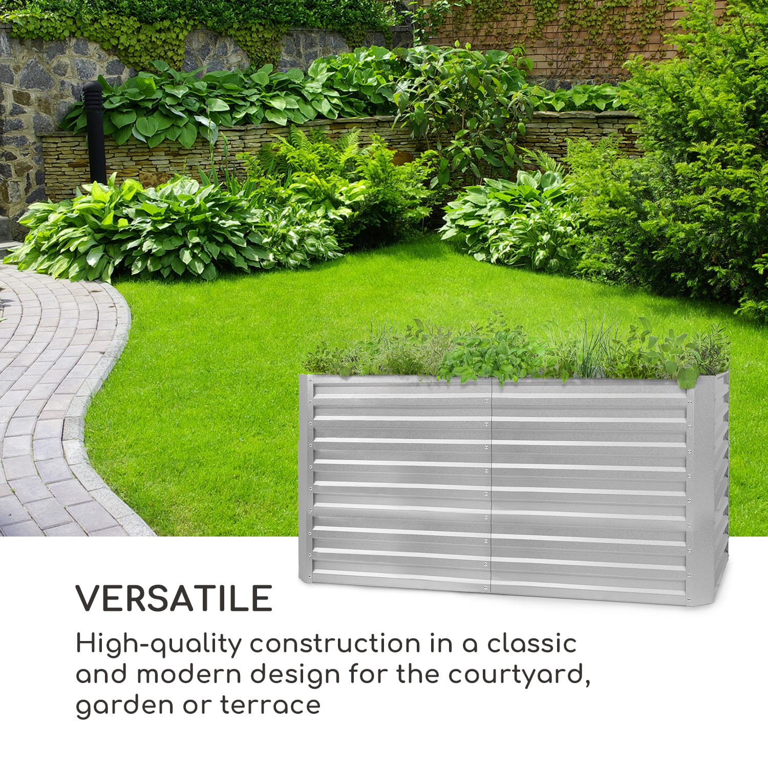 Blumfeldt Blum High Grow Straight, vyvýšený záhon, 200x90x100cm, 1800l, oceľ – Obrázok 2