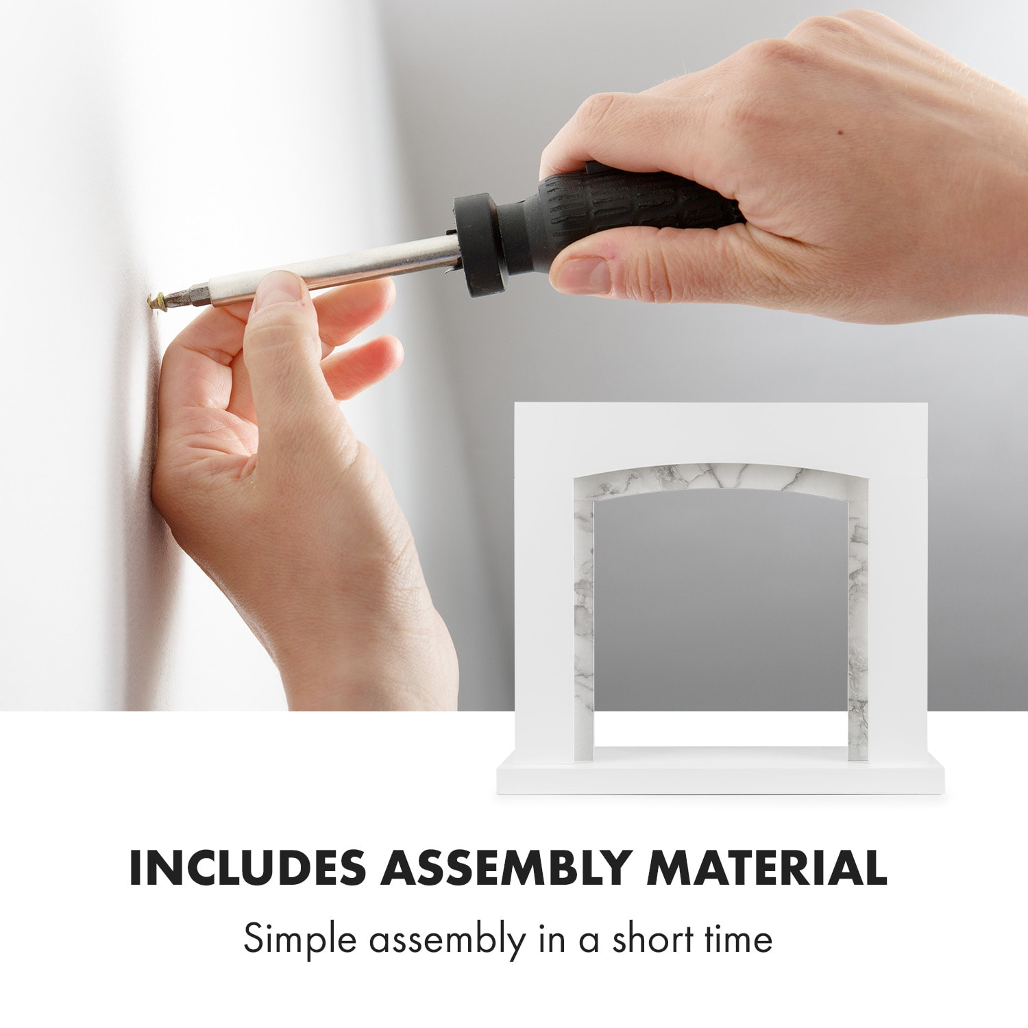 Klarstein Studio Frame II, krbová konštrukcia, MDF, mramorová dekorácia – Obrázok 4