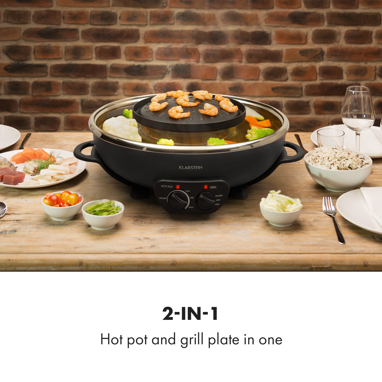 Klarstein Szechuan 2 v 1, hot pot a grilovacia platňa, objem 5 l, 1350/ 600 W, čierny – Obrázok 2