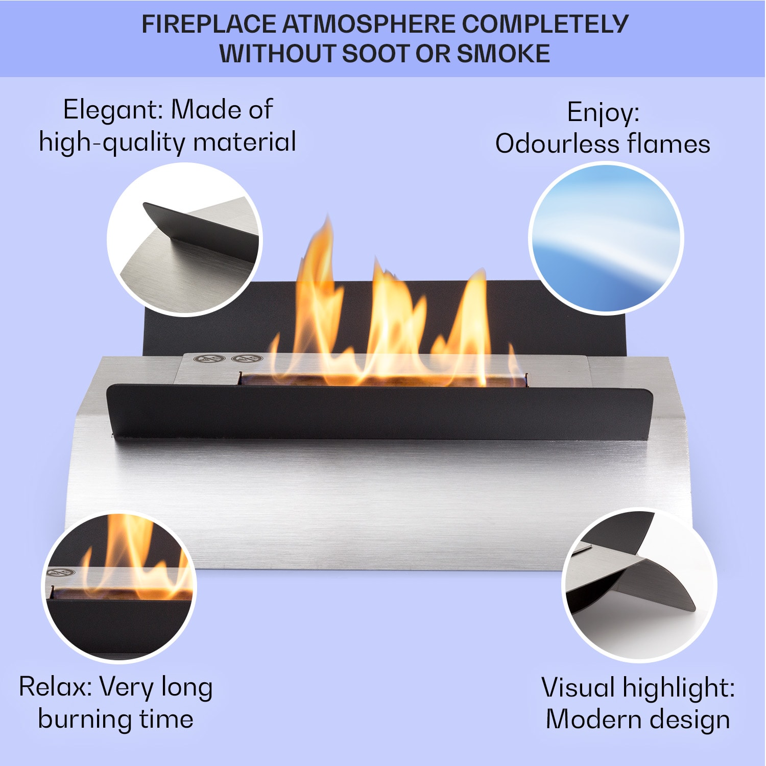 Klarstein Phantasma Graca, etanolový krb, bez dymu a bez zápachu – Obrázok 2