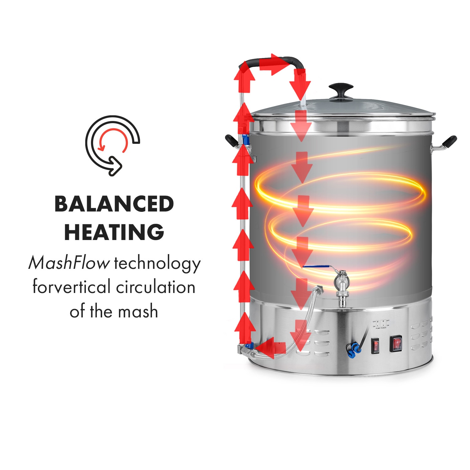 Klarstein Brauheld Pro, sladový kotol, 70 l, 3300 W, 30 – 100 °C, obehové čerpadlo, nehrdzavejúca oceľ – Obrázok 5