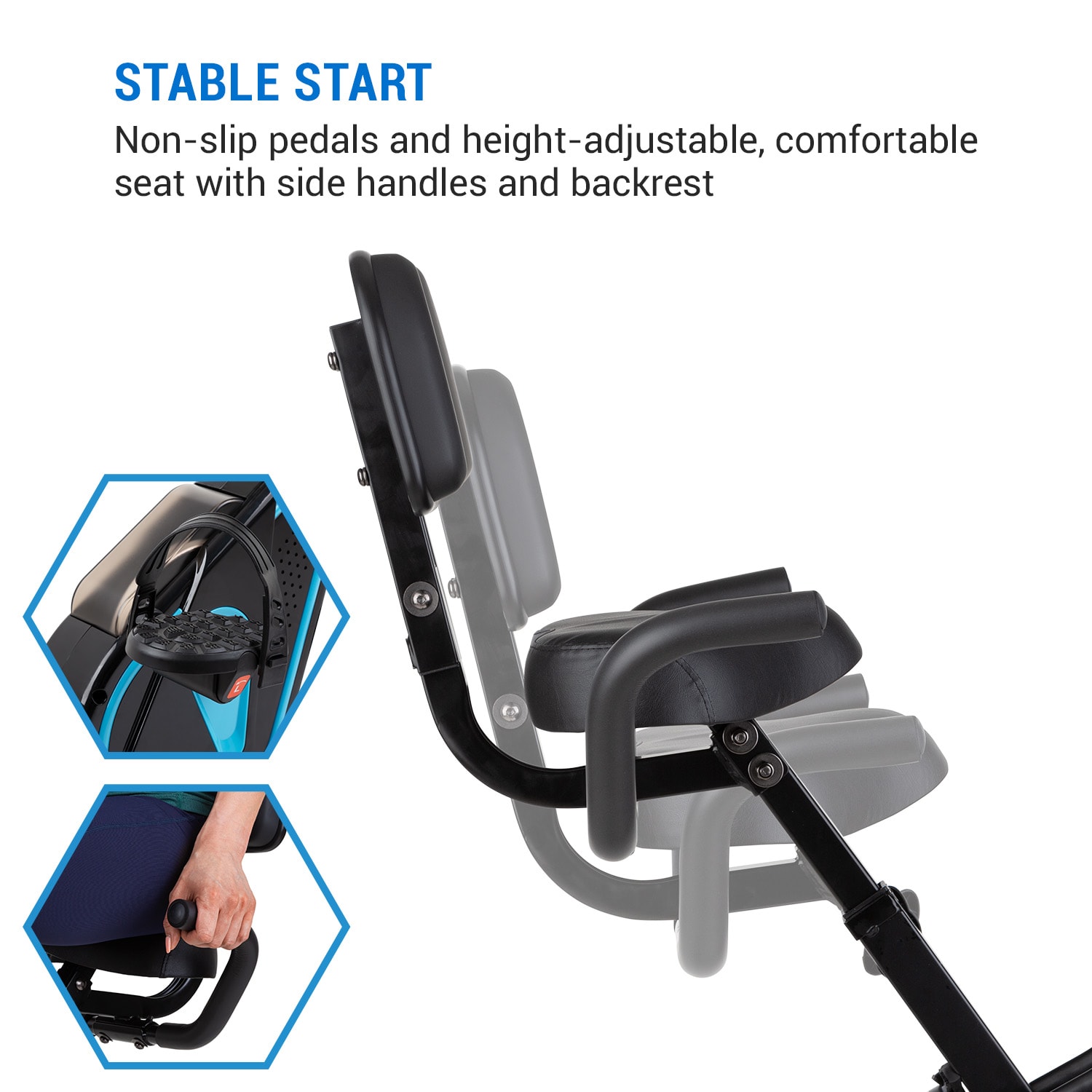 Capital Sports Azura Full Body Comfort, domáci rotoped, stacionárny bicykel, cyklotrenažér, handbike, záťažové koleso 7,5 kg, remeňový pohon – Obrázok 3