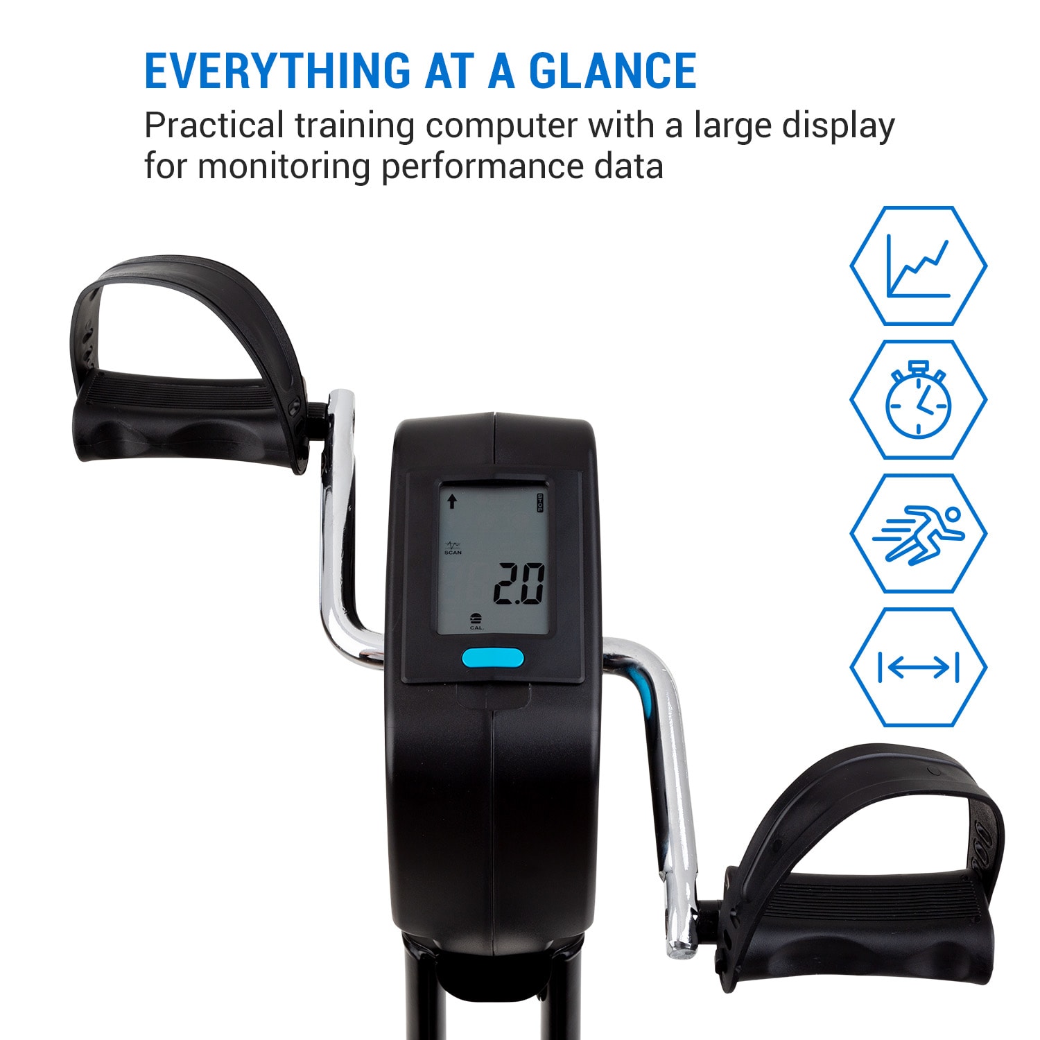 Capital Sports Azura Full Body Comfort, domáci rotoped, stacionárny bicykel, cyklotrenažér, handbike, záťažové koleso 7,5 kg, remeňový pohon – Obrázok 4