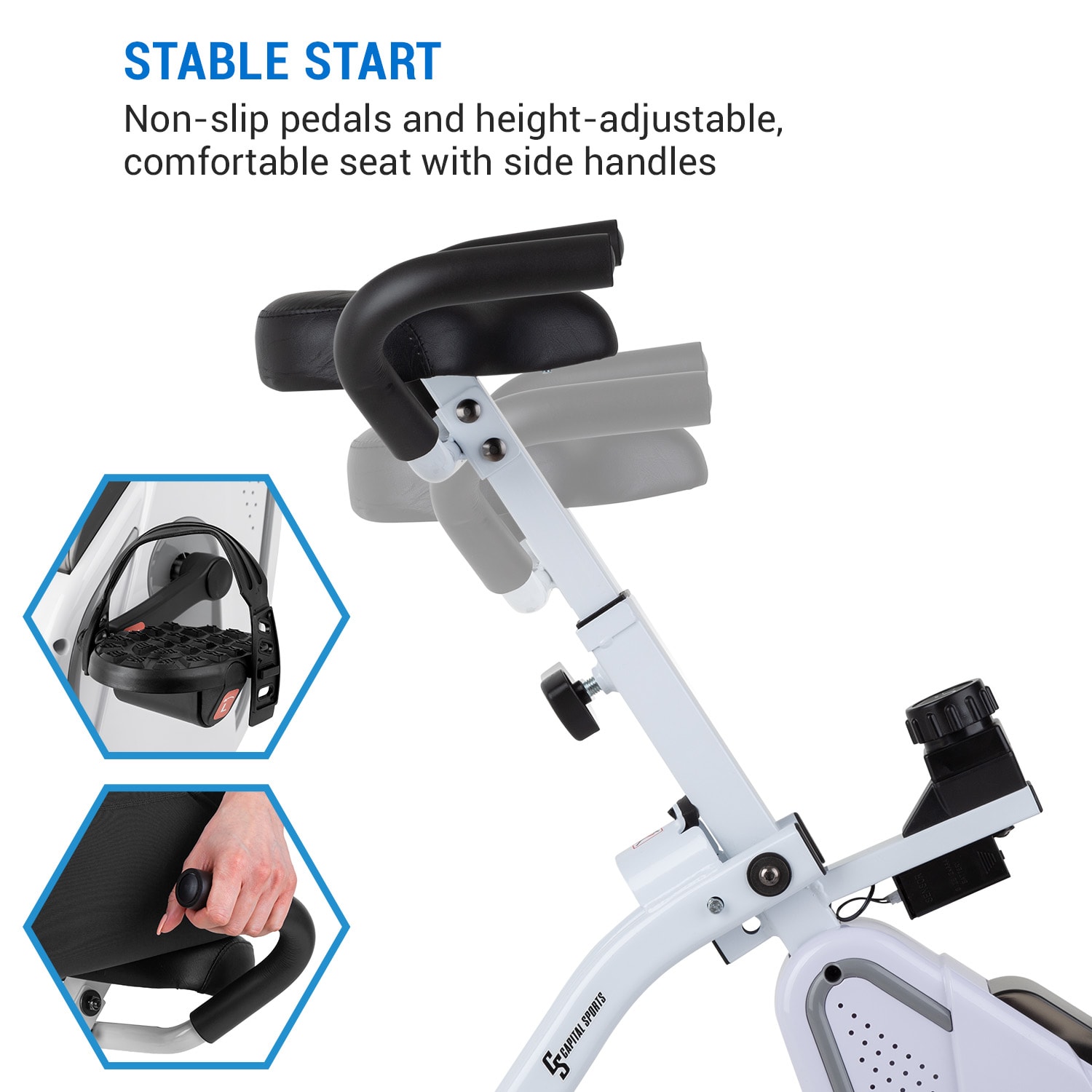 Capital Sports Azura Desk Bike, domáci rotoped, stacionárny bicykel, cyklotrenažér, záťažové koleso 7,5 kg, remeňový pohon – Obrázok 3
