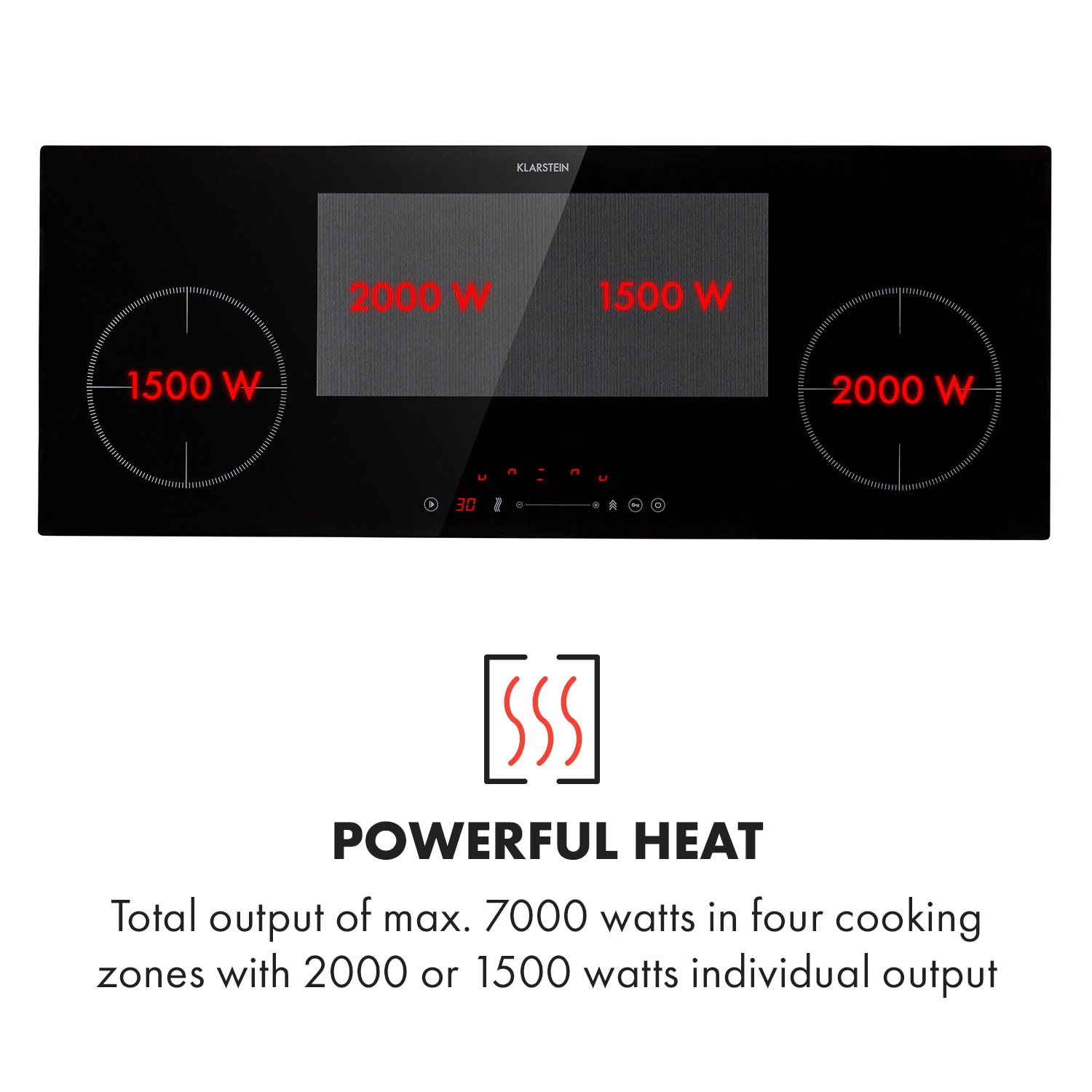 Klarstein Delicatessa 90 Slim, vstavaná indukčná varná doska, 7000 W, 4 zóny, samostatná – Obrázok 3