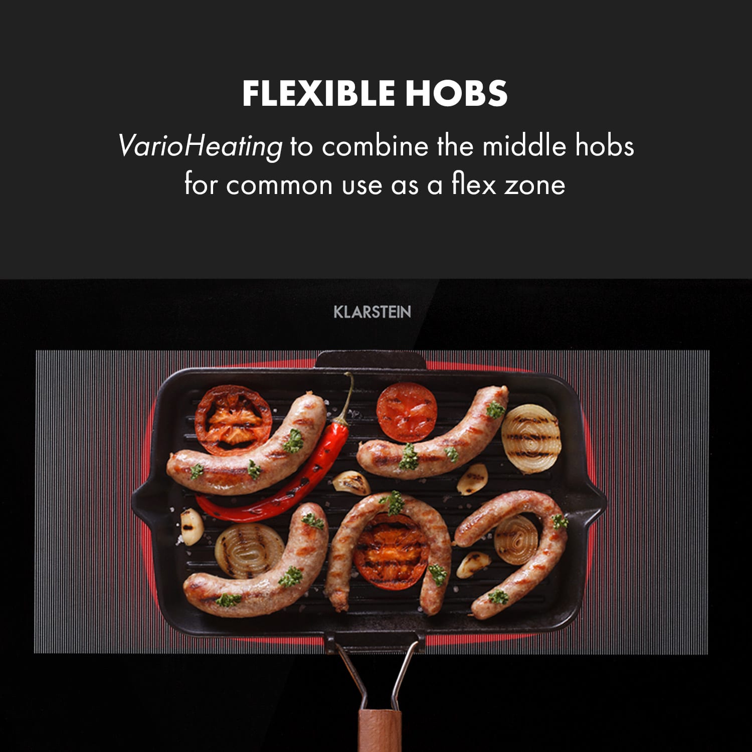 Klarstein Delicatessa 90 Slim, vstavaná indukčná varná doska, 7000 W, 4 zóny, samostatná – Obrázok 4