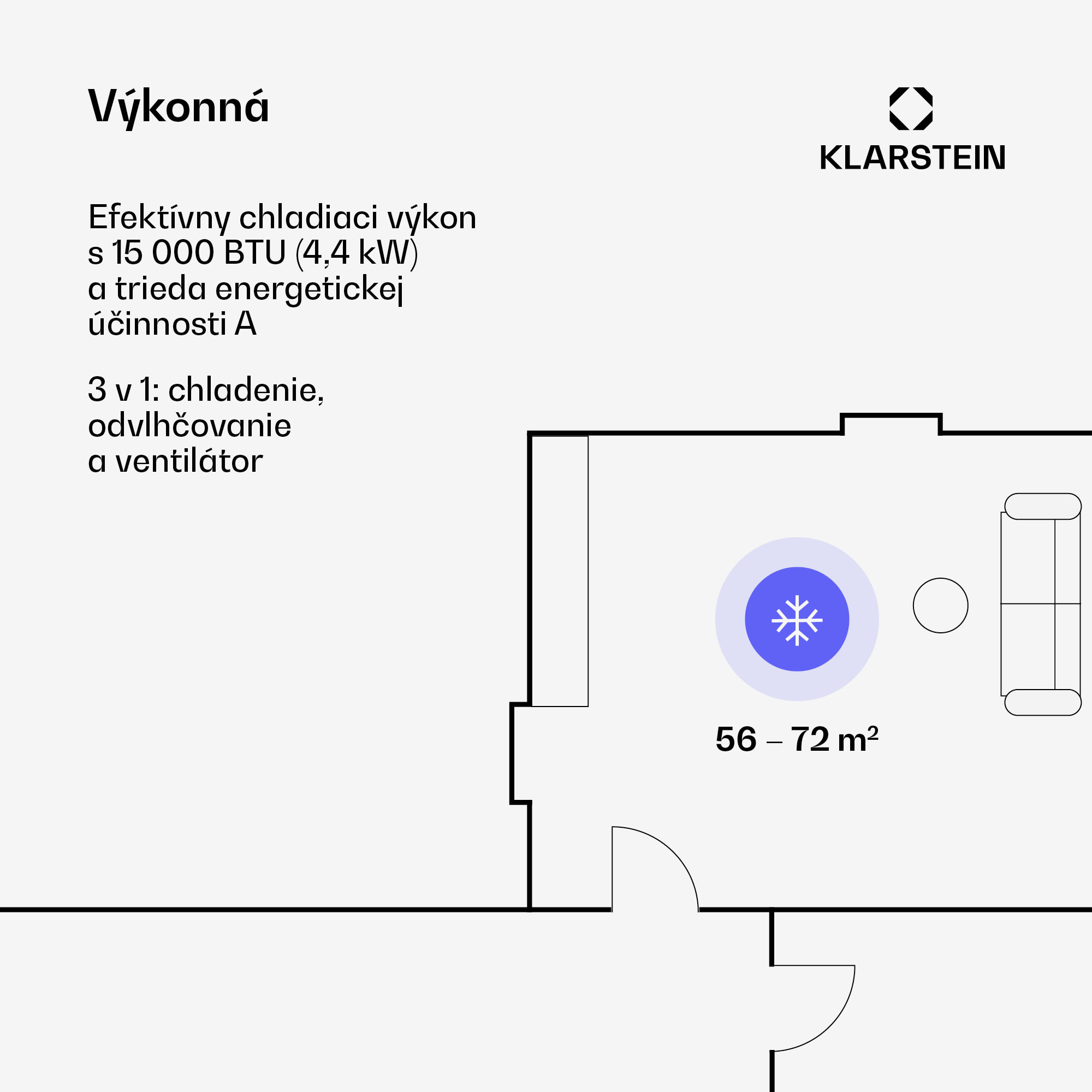 Klarstein Max Breeze Smart, mobilná klimatizácia, 15000 BTU/4,4 kW, A – Obrázok 3