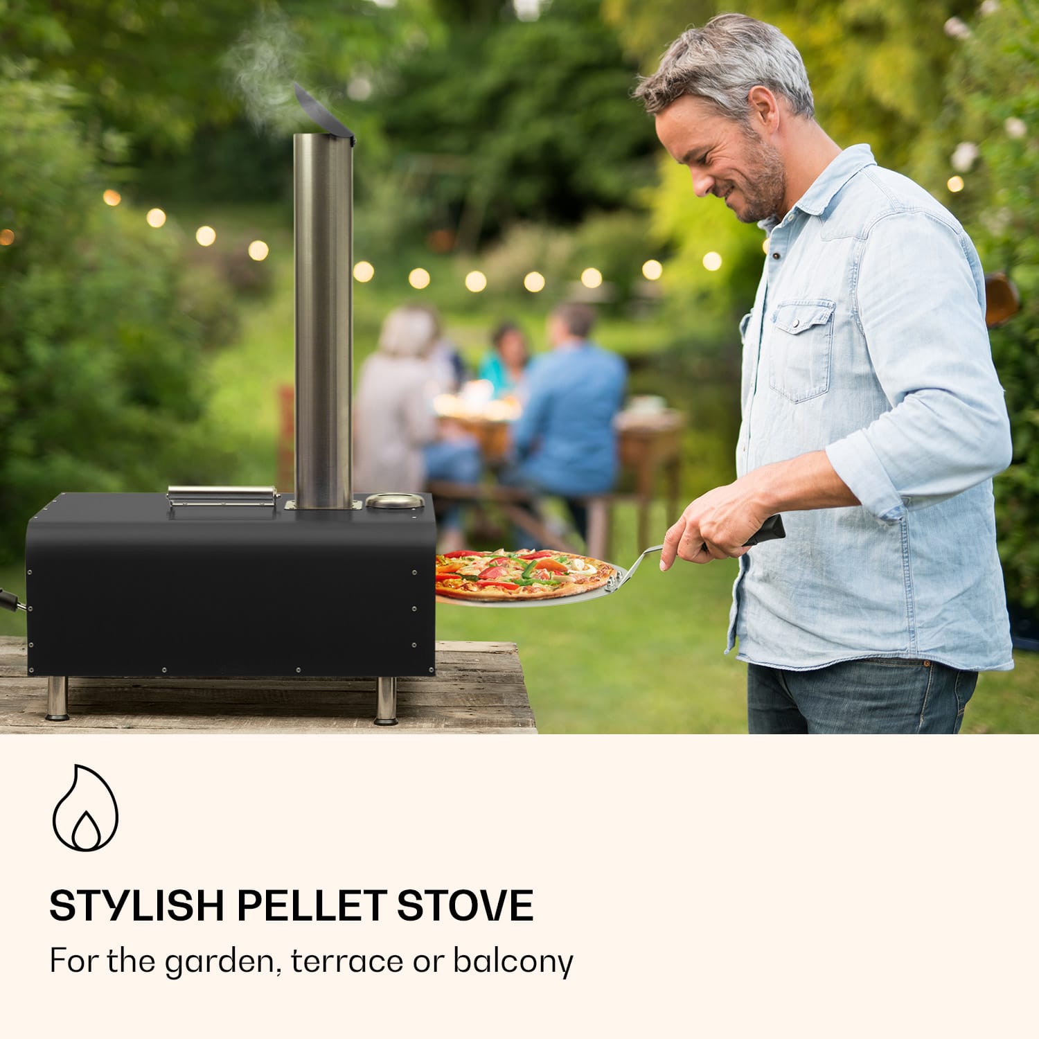 Klarstein Diavolo, peletová pec na pizzu, vrátane kameňa na pizzu, teplomer, nehrdzavejúca oceľ – Obrázok 2
