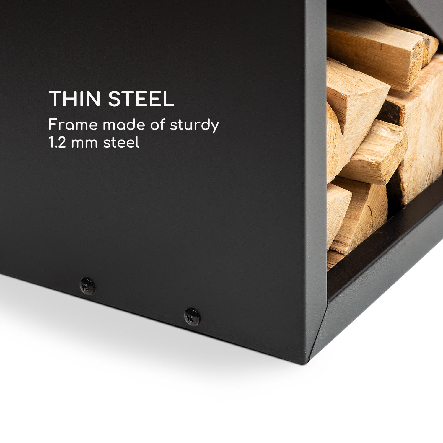 Blumfeldt Kindlewood L Black, stojan na drevo, lavička, 104 × 40 × 35 cm, bambus, zinok – Obrázok 5