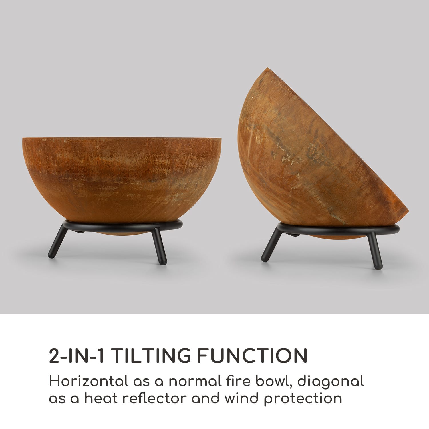 Blumfeldt Fireball Rust, ohnisko, Ø 60 cm, výklopný rošt, hrdzavý vzhľad – Obrázok 3