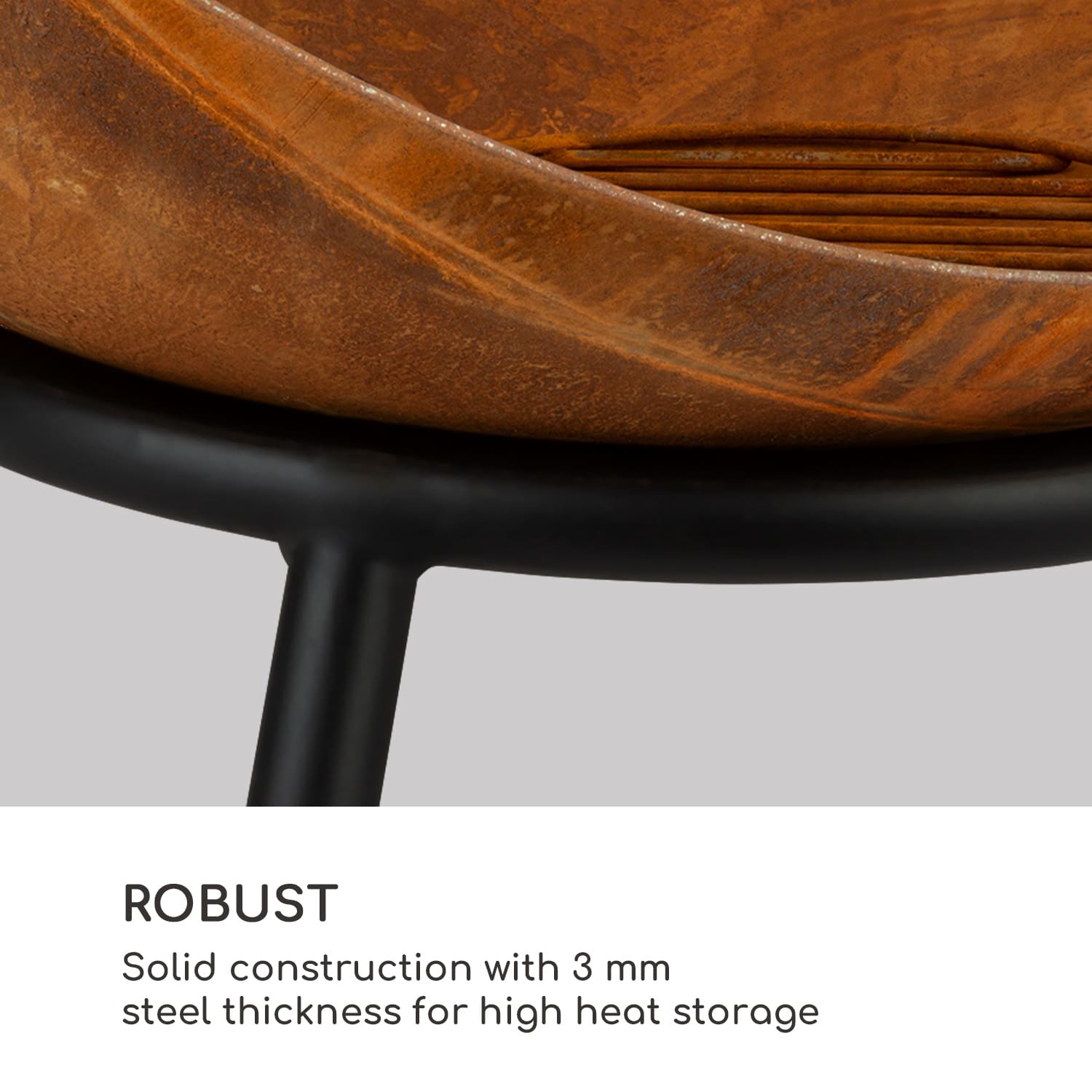 Blumfeldt Fireball Rust, ohnisko, Ø 60 cm, výklopný rošt, hrdzavý vzhľad – Obrázok 4