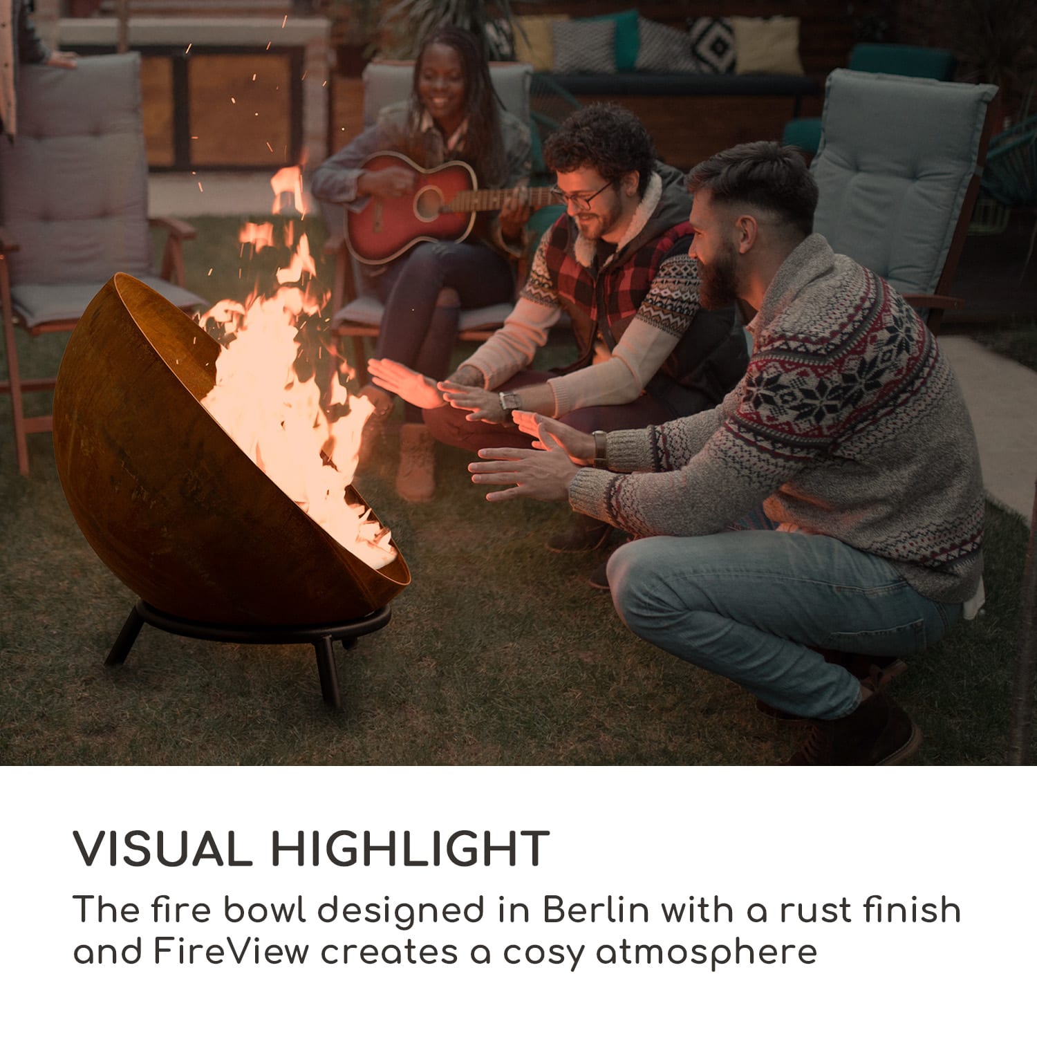 Blumfeldt Fireball Rust, ohnisko, Ø 60 cm, výklopný rošt, hrdzavý vzhľad – Obrázok 5