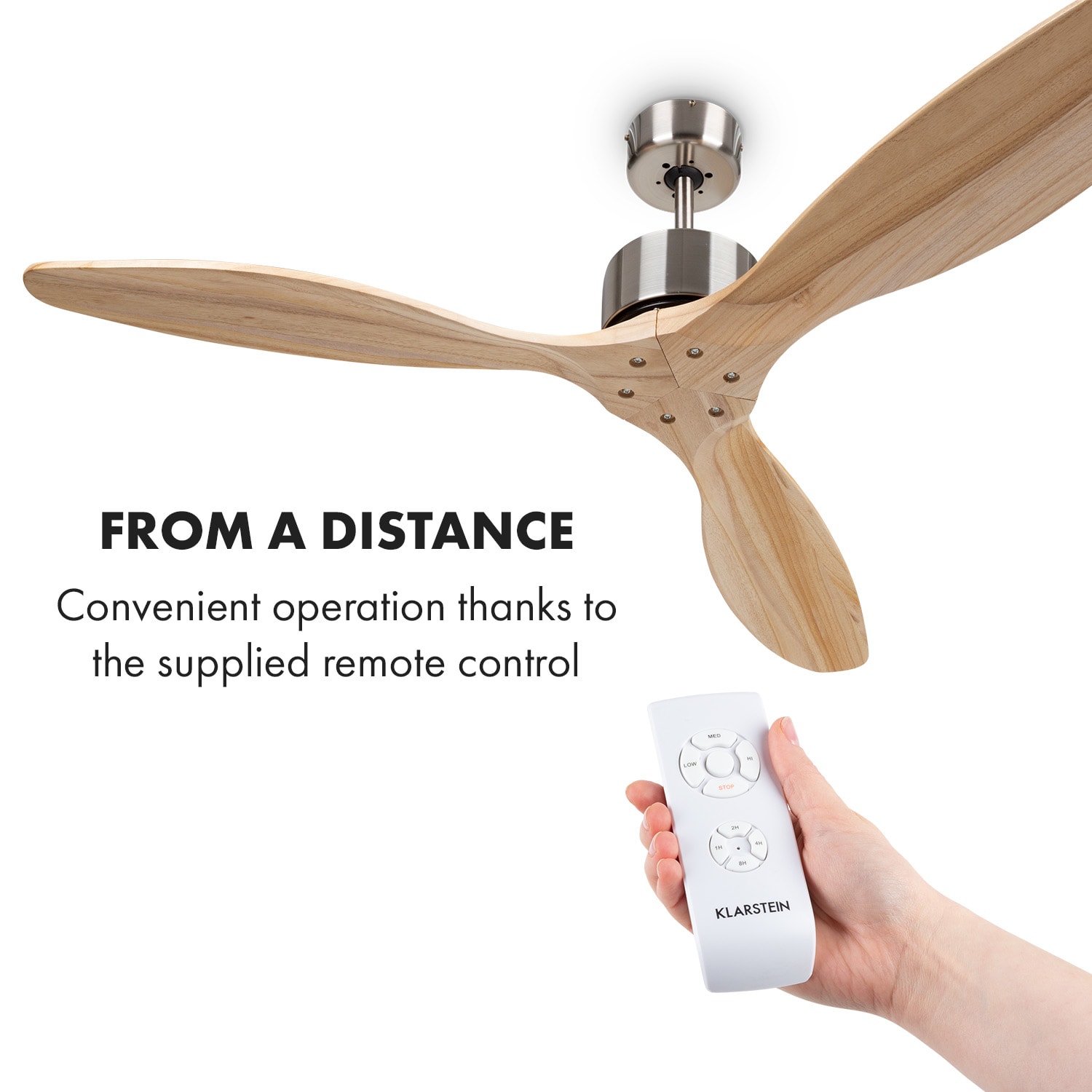 Klarstein Santa Elena stropný ventilátor 52" 9 060 m³/h 3 lopatky z pravého dreva – Obrázok 3