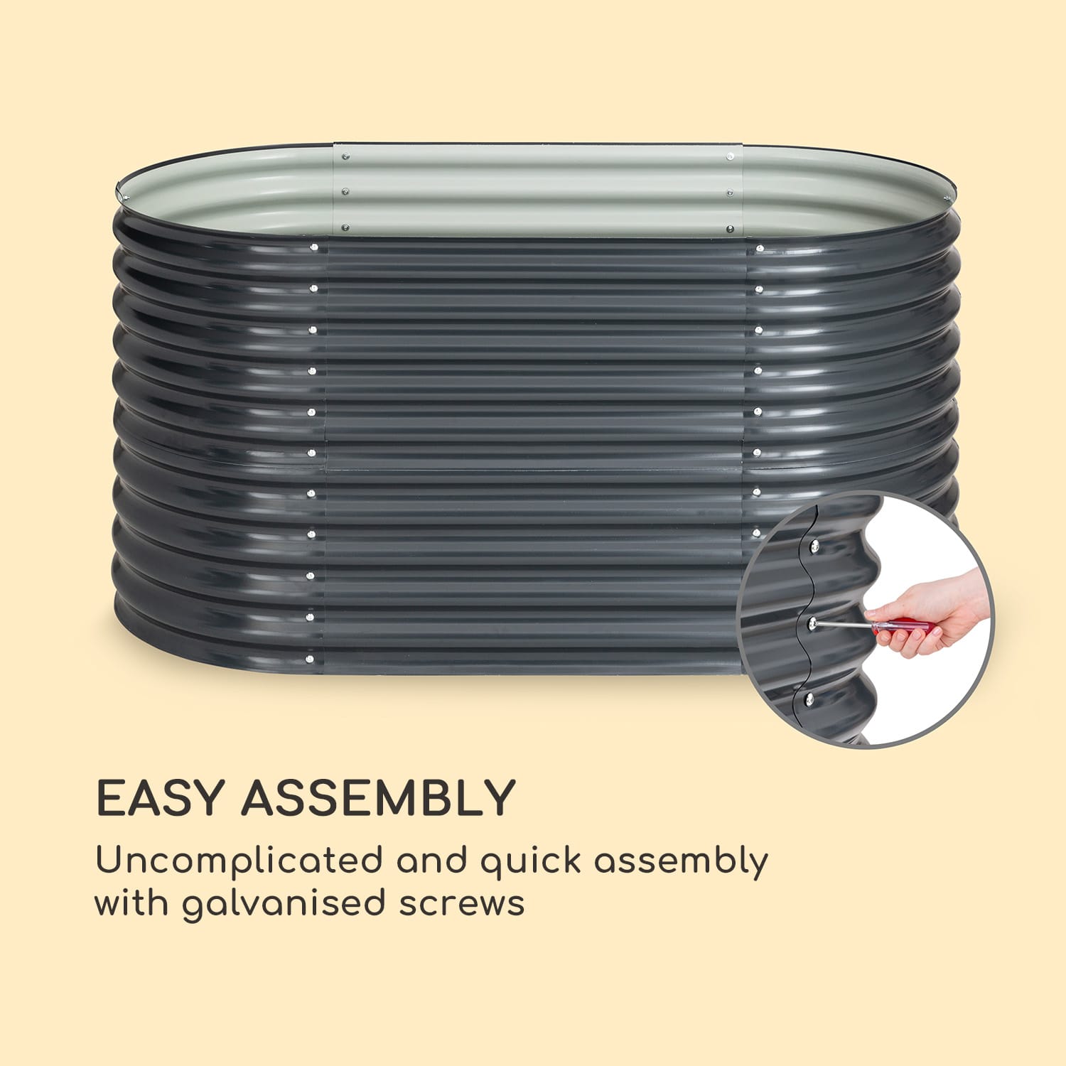 Blumfeldt High Grow, vyvýšený záhon, 160 x 80 x 80 cm, vlnovitý plech, jednoduchá montáž – Obrázok 5