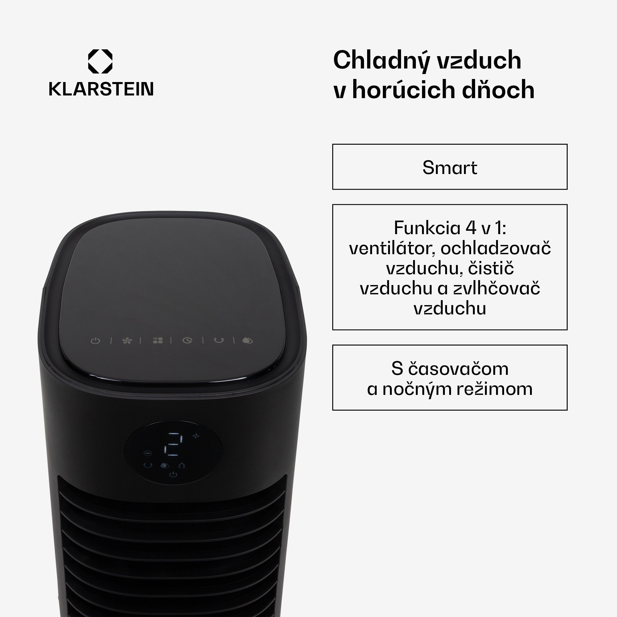Klarstein Skytower Grand Smart, ochladzovač vzduchu, 80 W, 480 m³/h, 8 l, mobilný – Obrázok 2