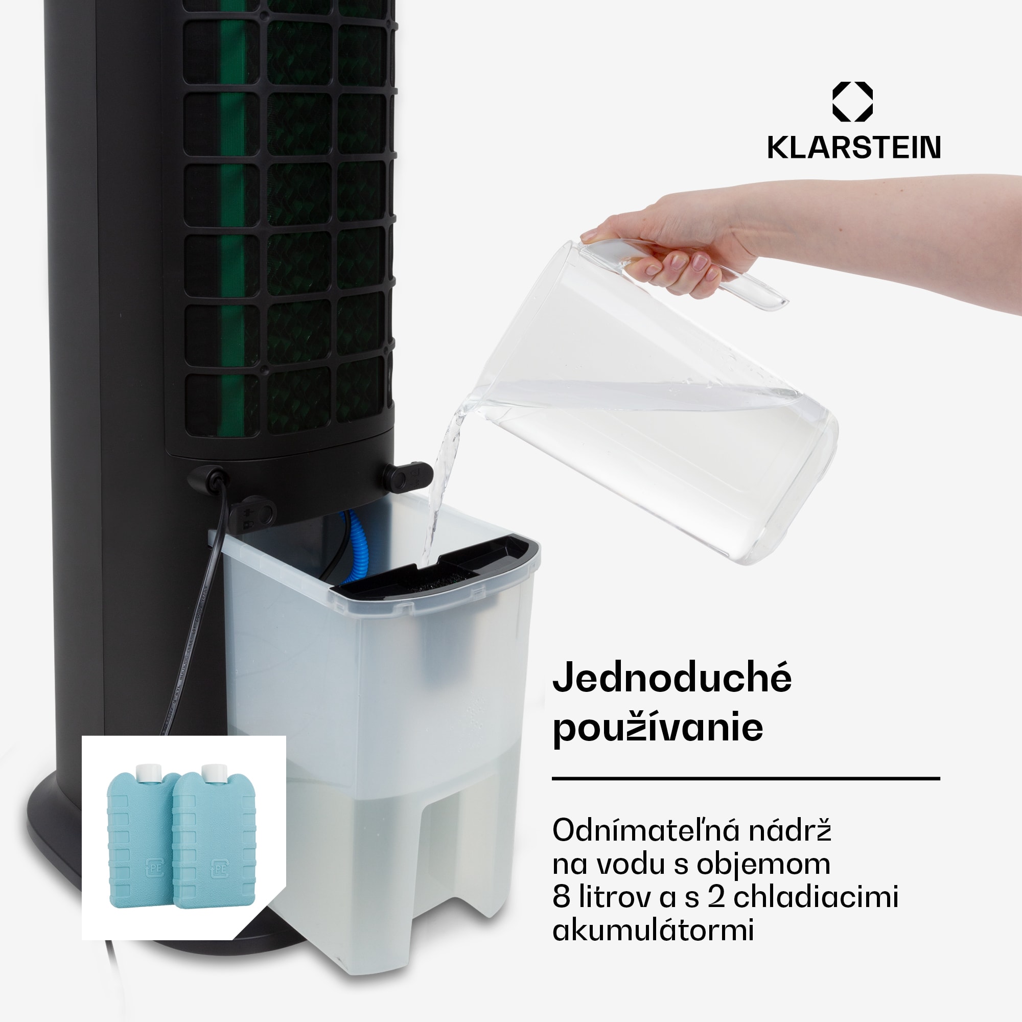 Klarstein Skytower Grand Smart, ochladzovač vzduchu, 80 W, 480 m³/h, 8 l, mobilný – Obrázok 3