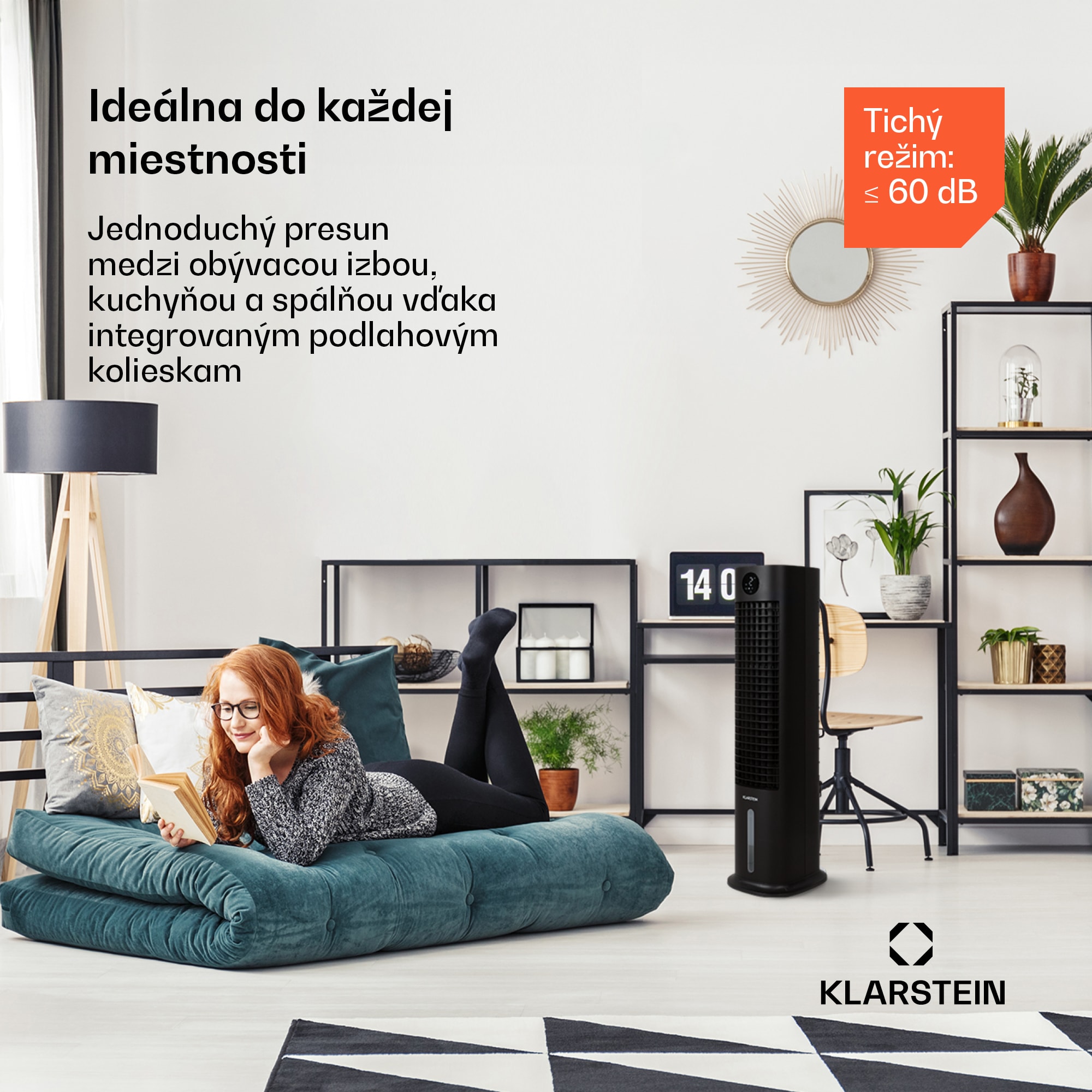 Klarstein Skytower Grand Smart, ochladzovač vzduchu, 80 W, 480 m³/h, 8 l, mobilný – Obrázok 4