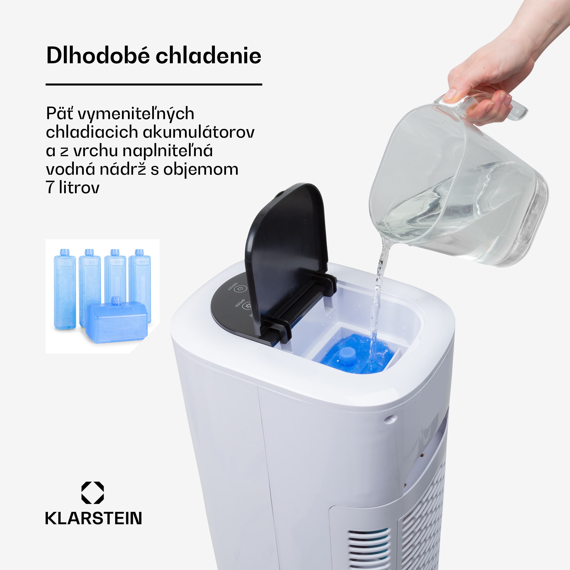 Klarstein Polar Tower Smart, ochladzovač vzduchu, ventilátor, 85 W, 7 l, diaľkový ovládač, 5 x chladiaci box – Obrázok 3