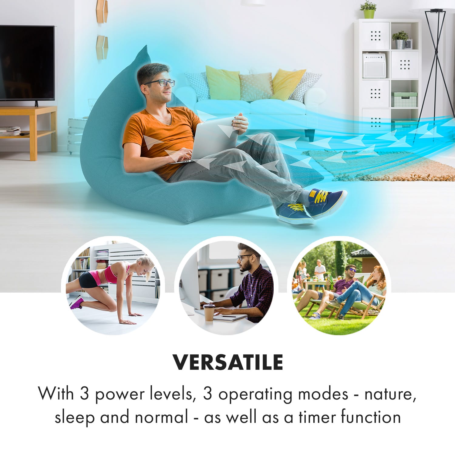 Klarstein Waterfall, ochladzovač vzduchu, 45 W, 4 l, 2 x chladiaci box, mobilný – Obrázok 3