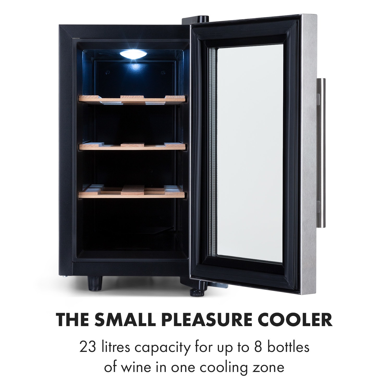 Klarstein Reserva 8 Uno, vinotéka, 23 l, 8 fliaš, 11–18°C, 26 dB, nehrdzavejúca oceľ – Obrázok 3