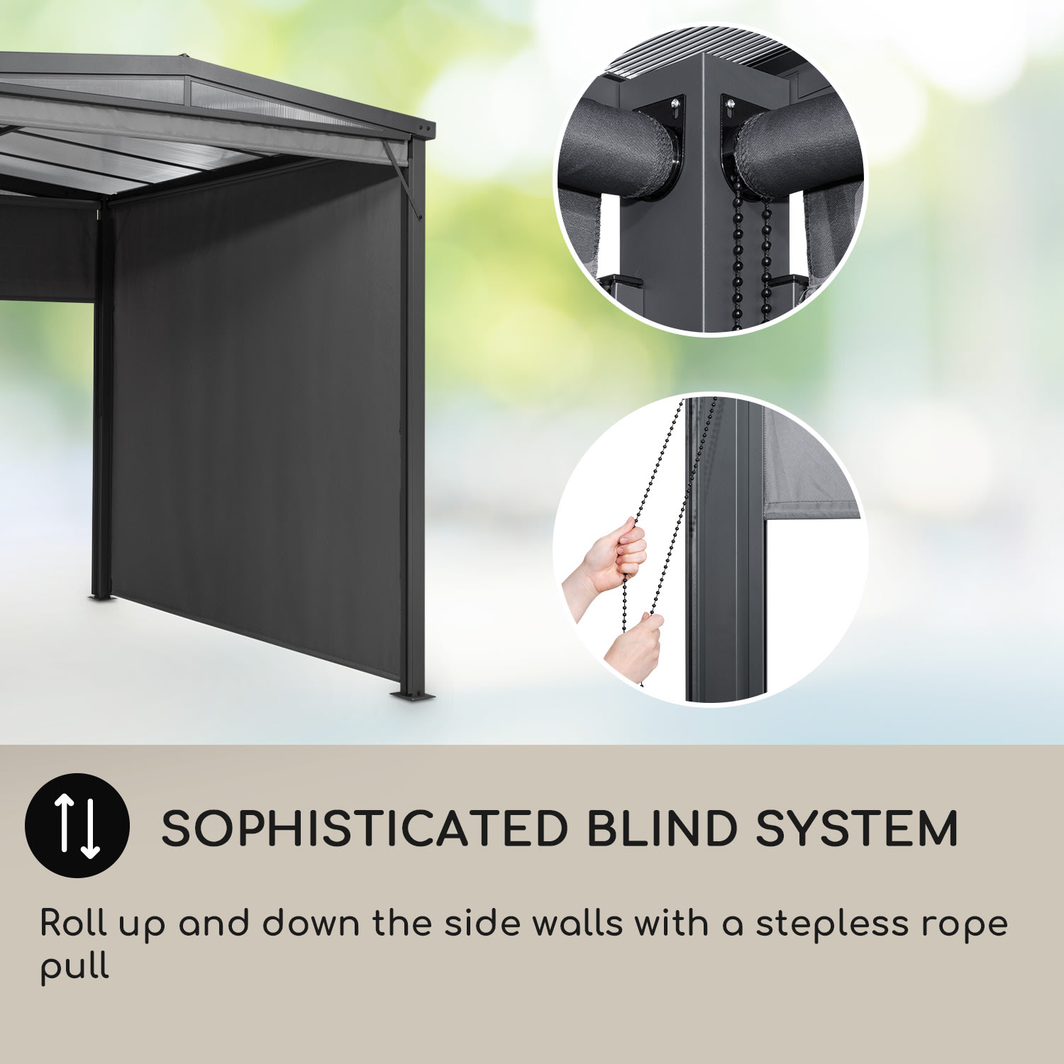 Blumfeldt Pantheon Cortina Solid Sky, pergola, prístrešok, 3 x 4 m, polykarbonát – Obrázok 5