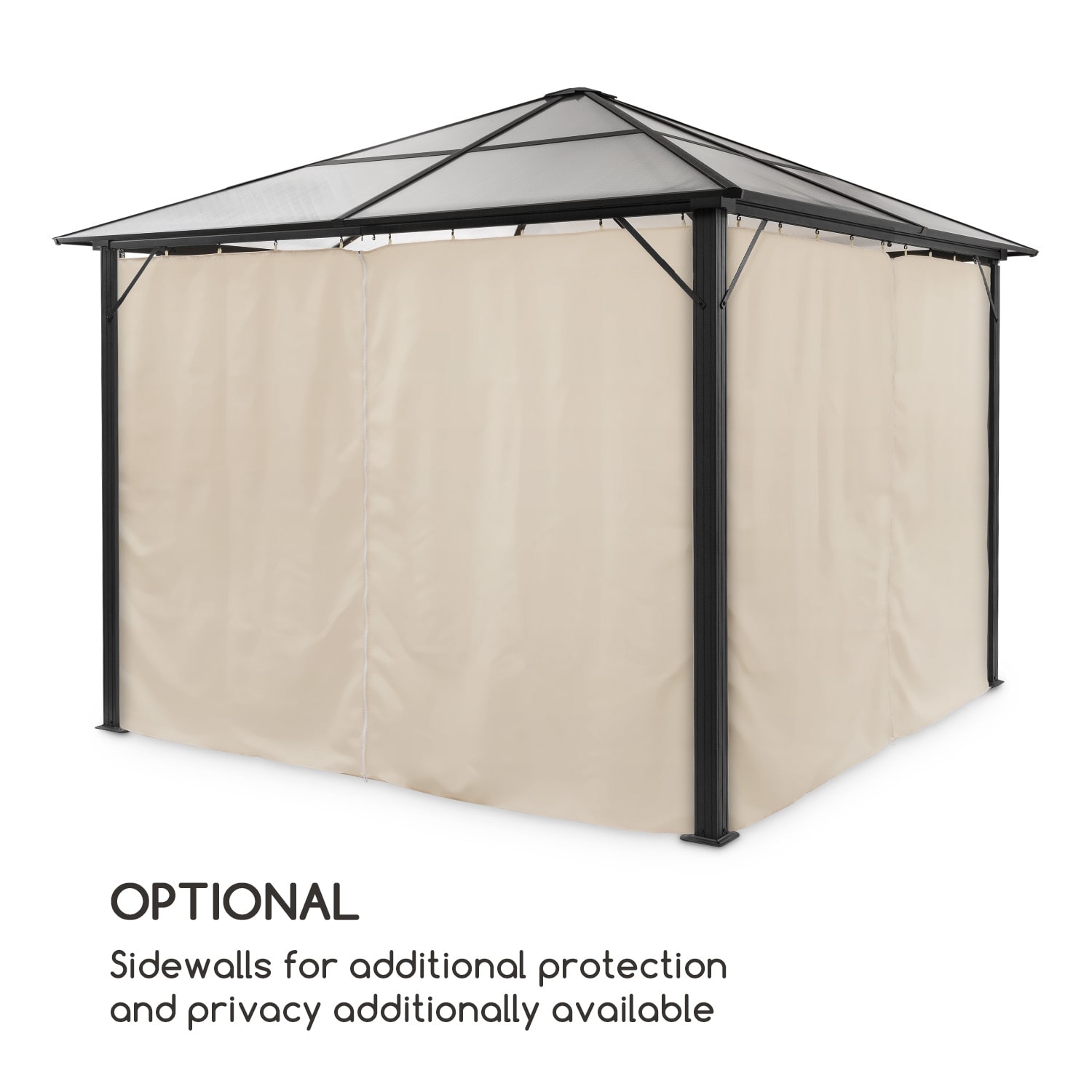 Blumfeldt Pantheon Solid Sky Ambient Solar, altánok, sivá strecha, 3 x 3 m, polykarbonát, hliník – Obrázok 4